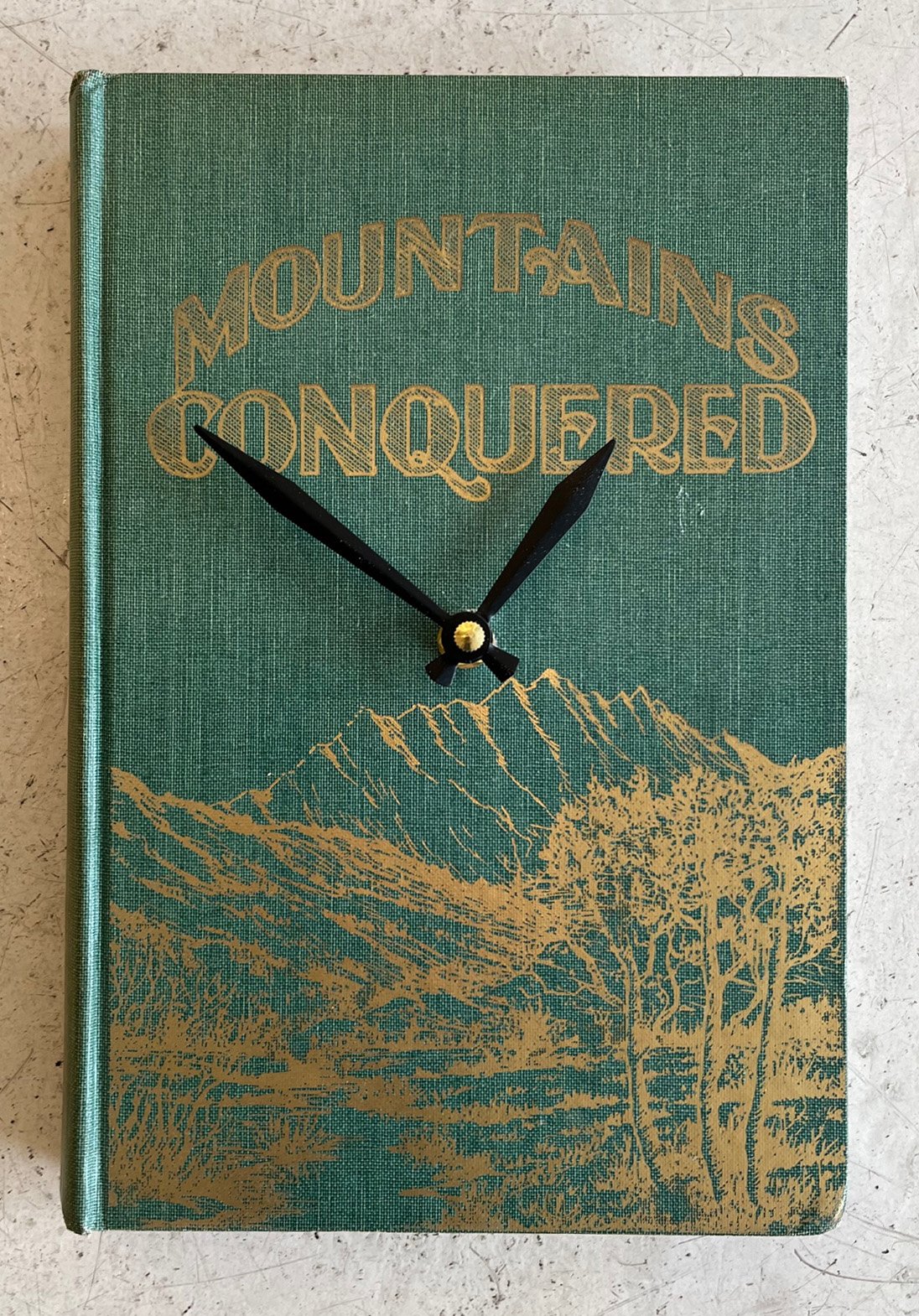 Mountains Conquered Book Clock by Jim Rosenau