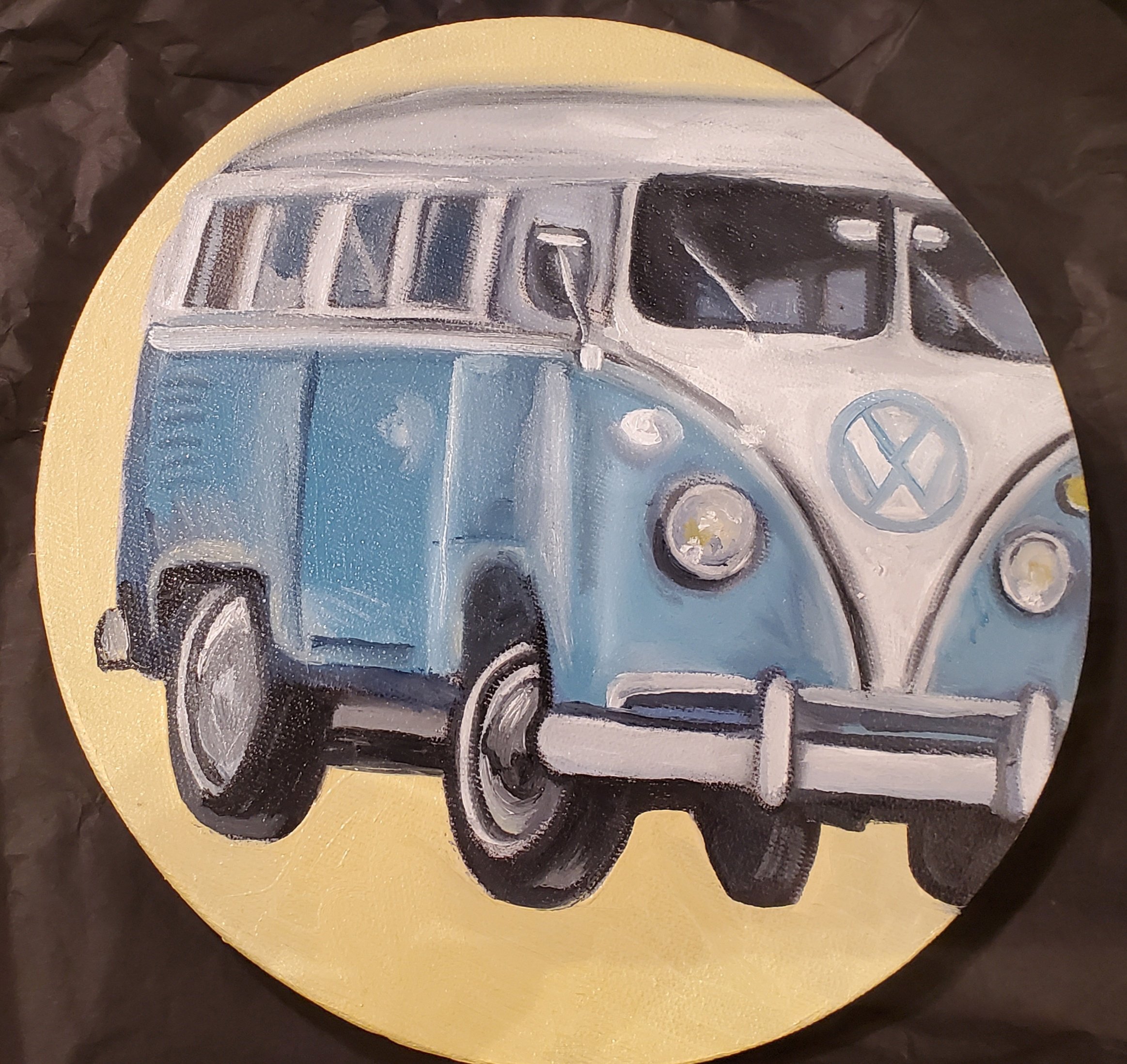 Blue VW Microbus by Barbara Pollak