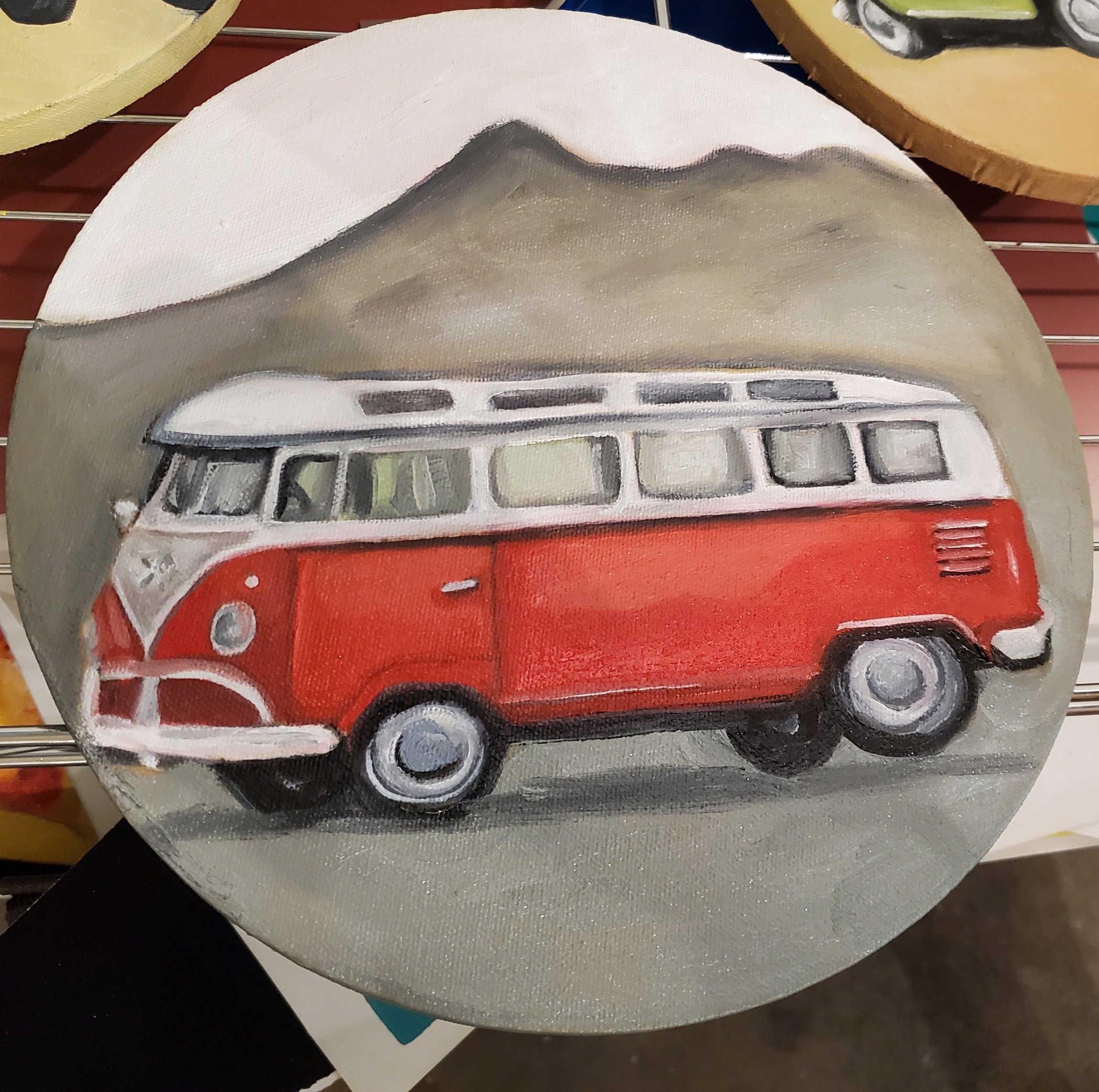 Red VW Microbus by Barbara Pollak