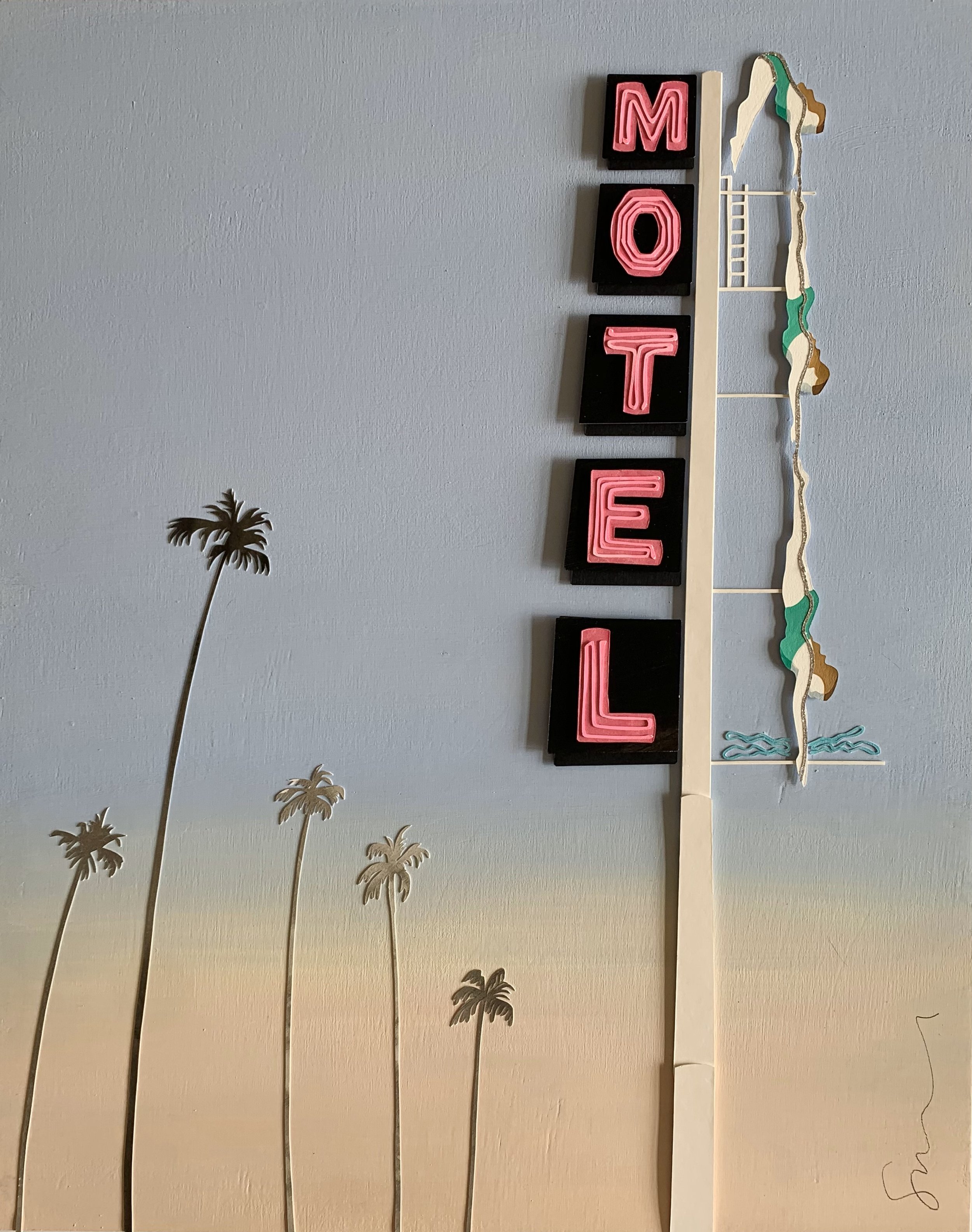 Motel at Sunset by Suze Riley