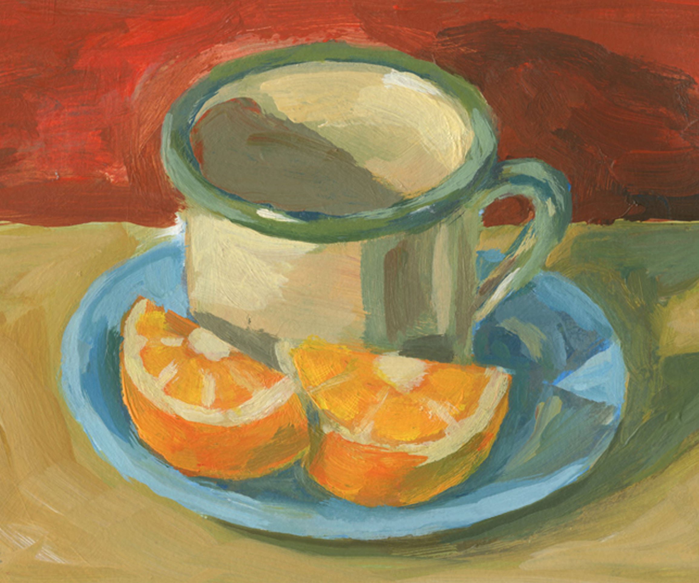 Enamel Cup with Orange Slices by Jessica Vaughan