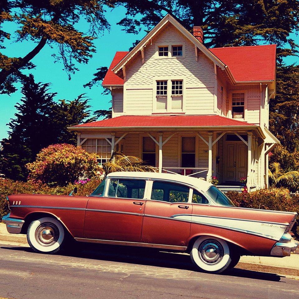 Classic House & Car by Liz Mamorsky