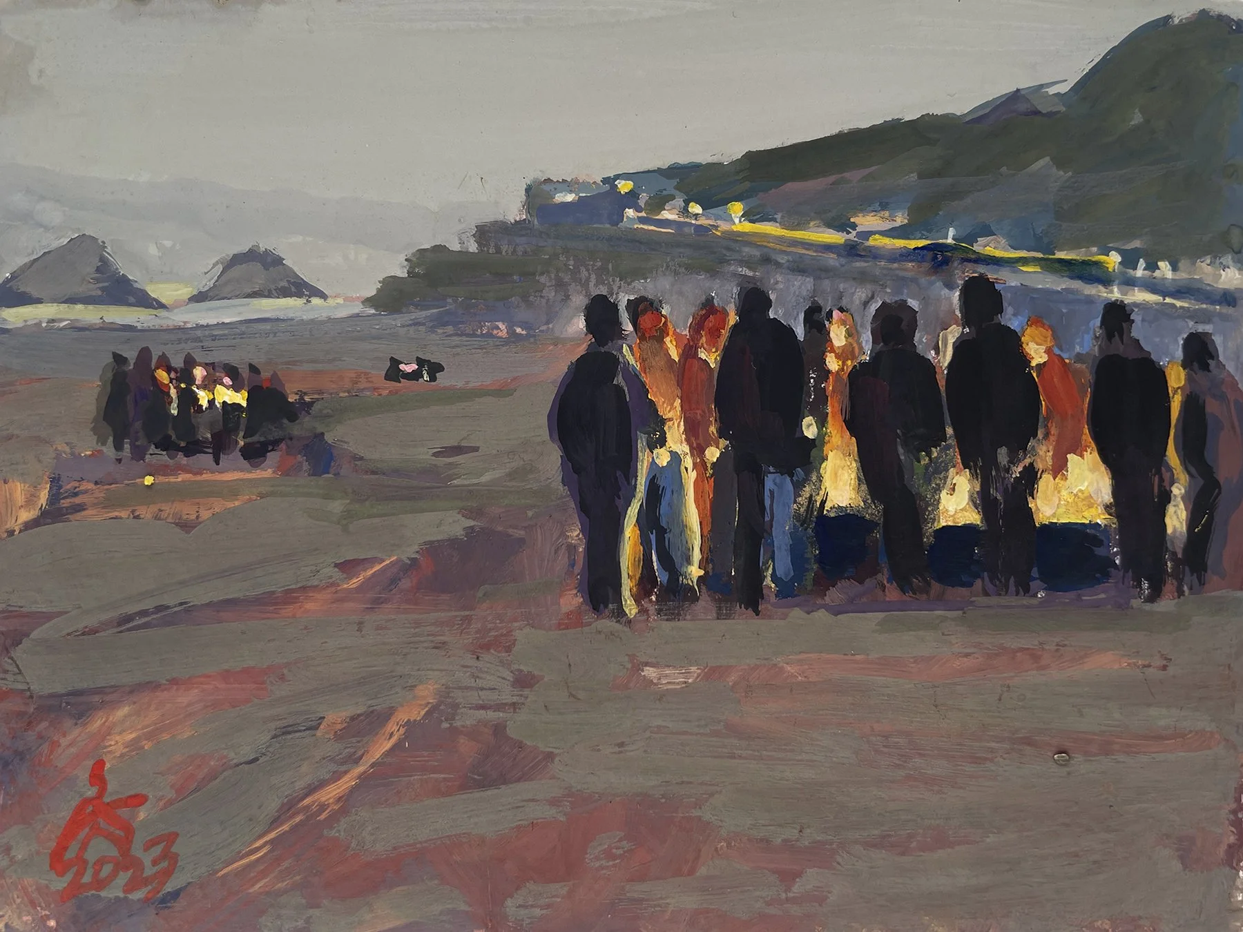 BHPang_OceanBeach_BonFire_4.5x6_Gouache.jpg
