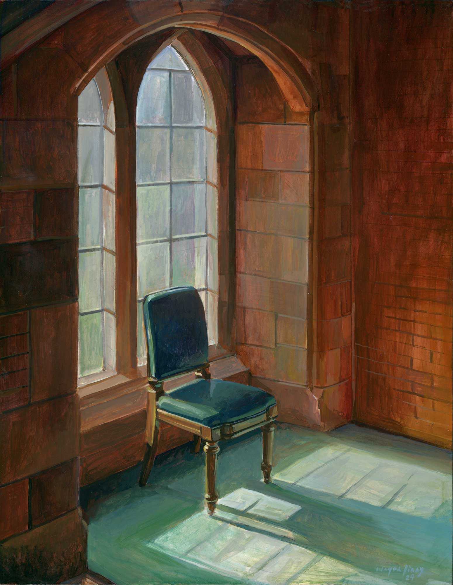 Green Chair by Arched Windows by Wayne Jiang