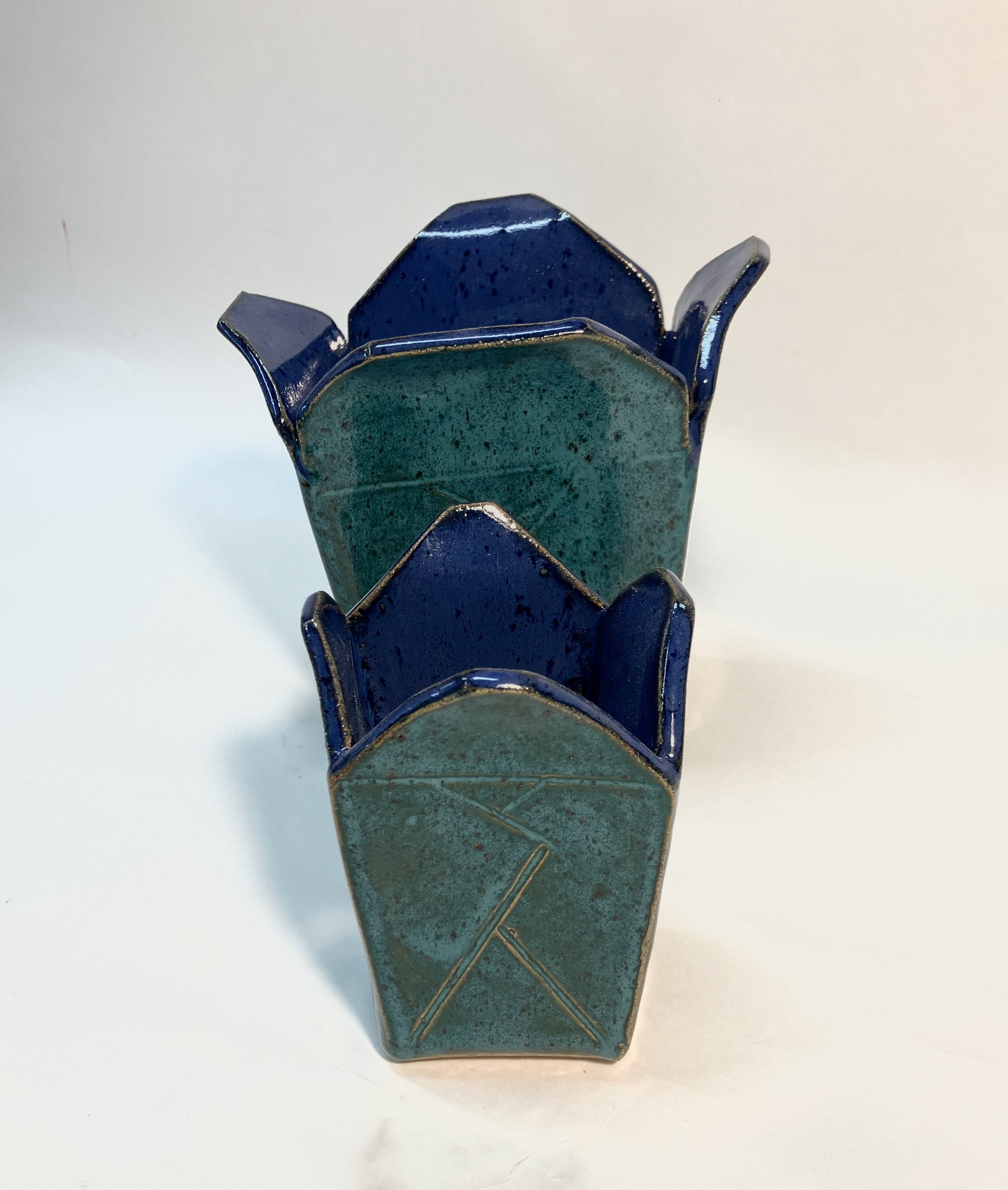 Blue-Lined To-Go Boxes by Terrie Raphael