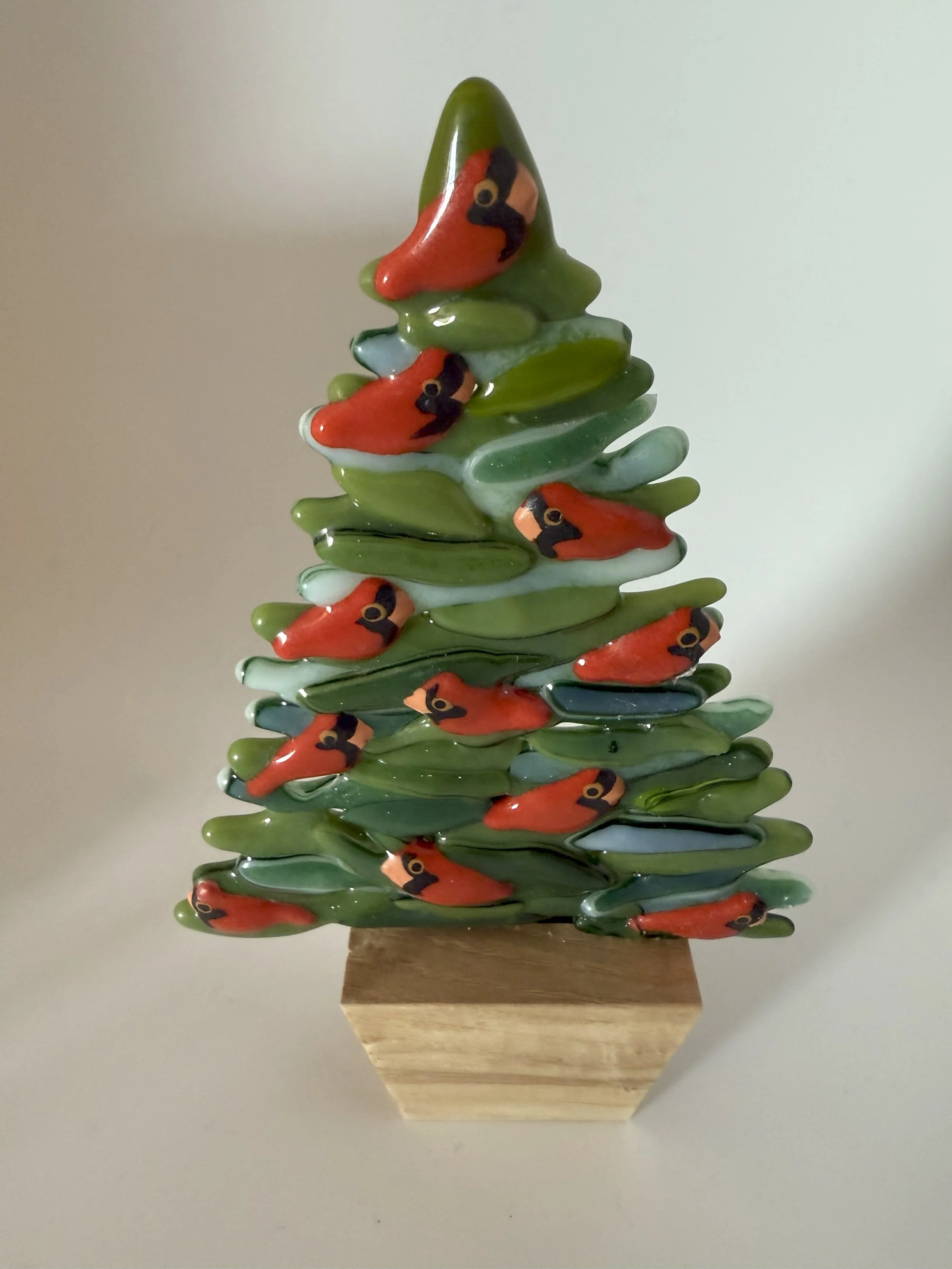 Cardinals in Pine Tree by Charlotte Kay