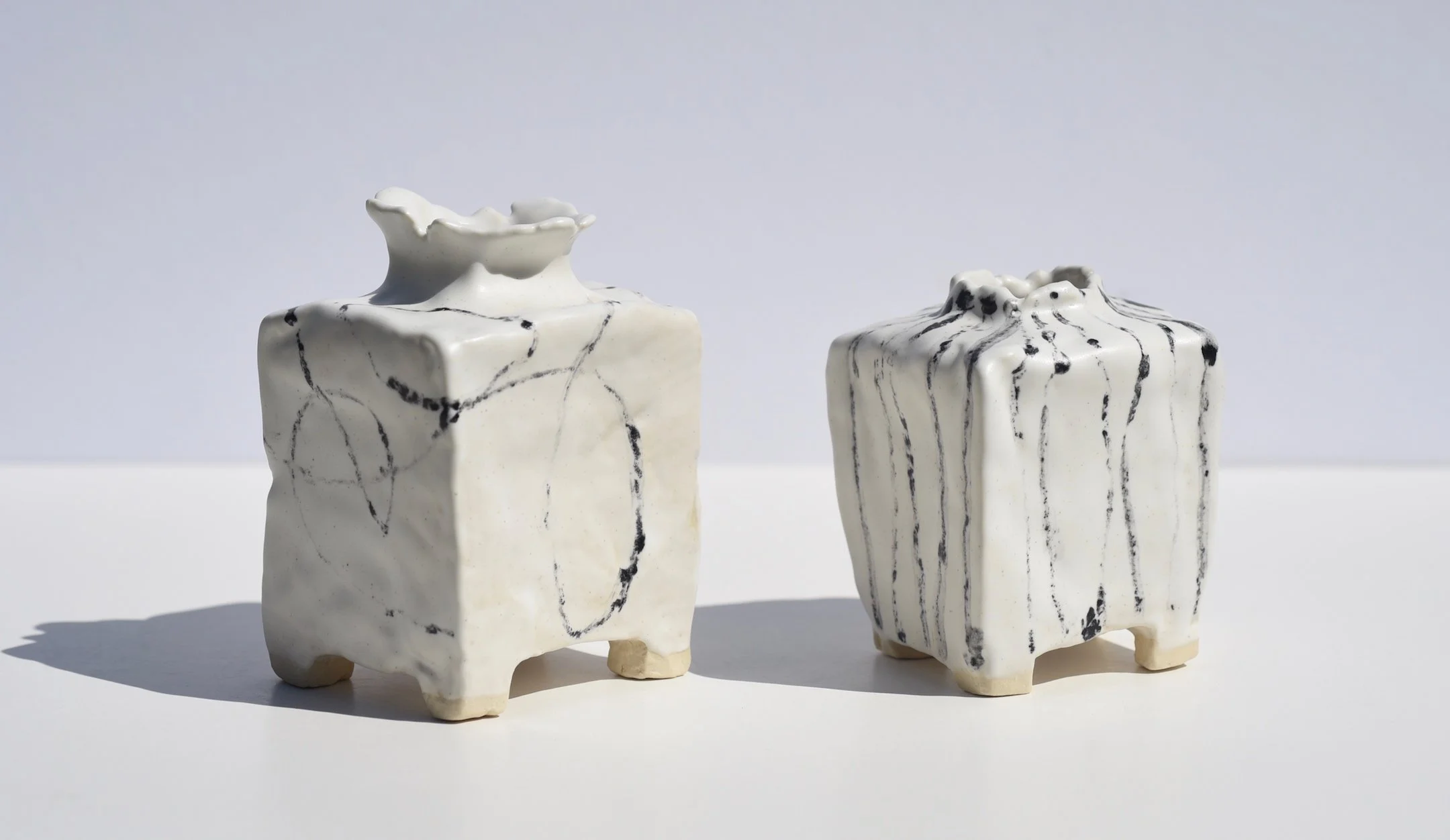 White & Black Vases by Kanna Aoki