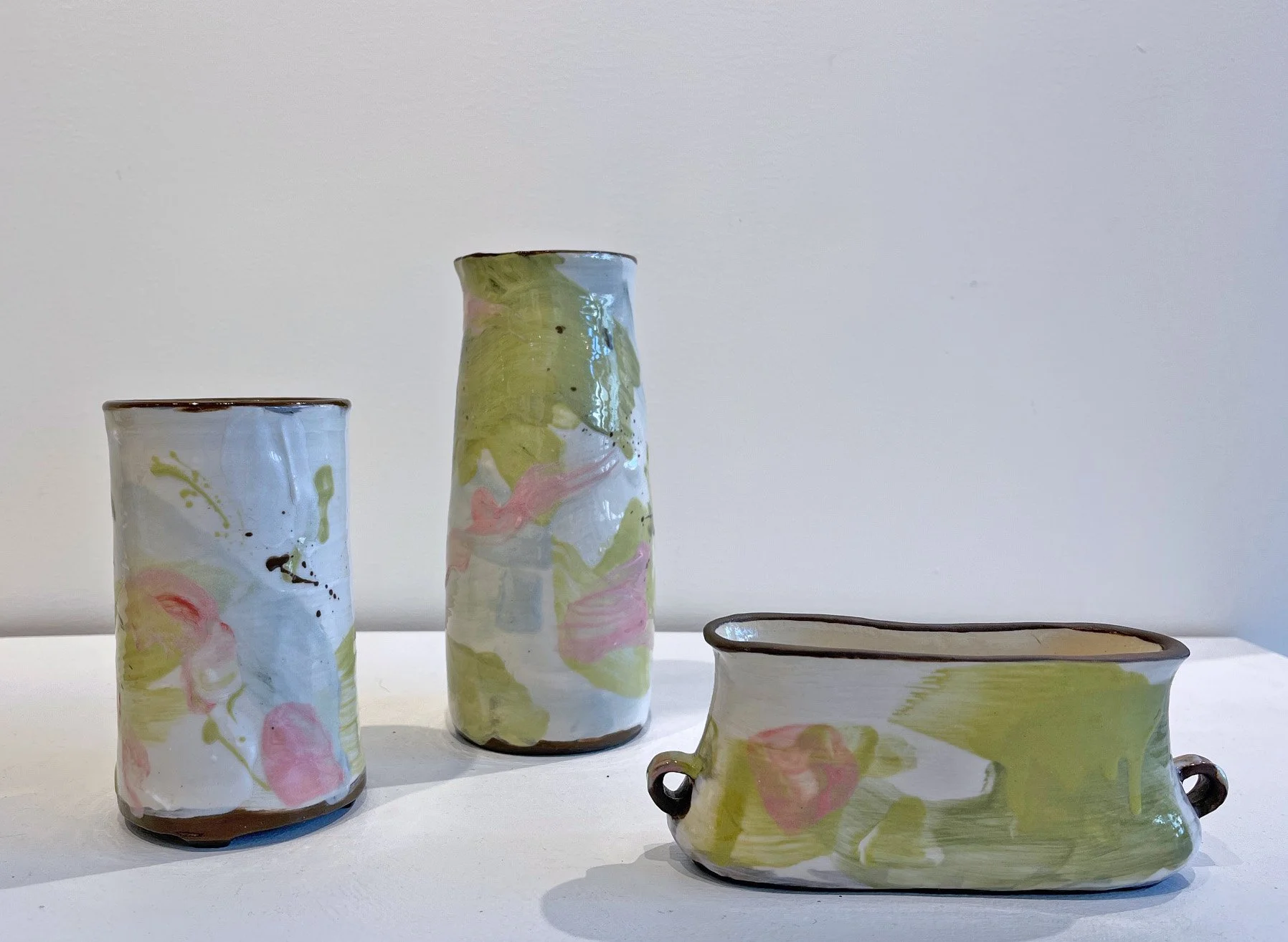 Green + Pink Abstract Vases by Kanna Aoki