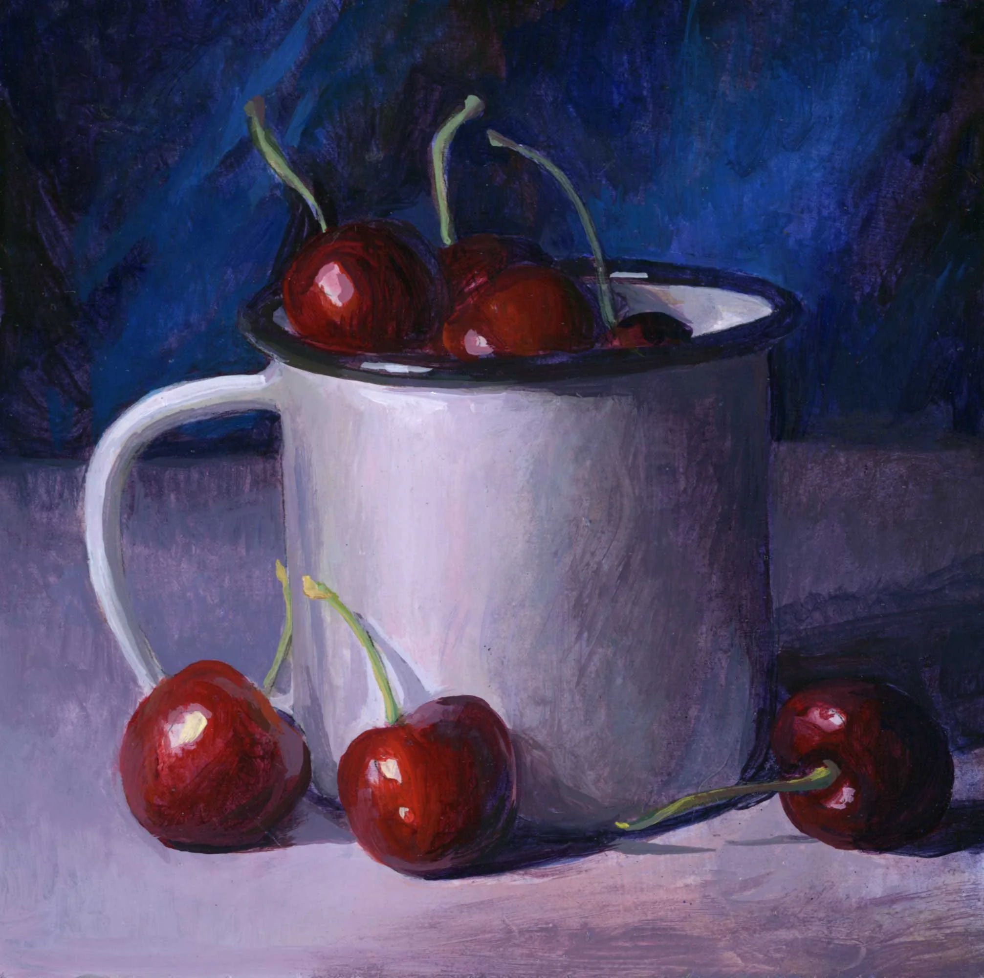 Cherries in Tin Cup by Wayne Jiang