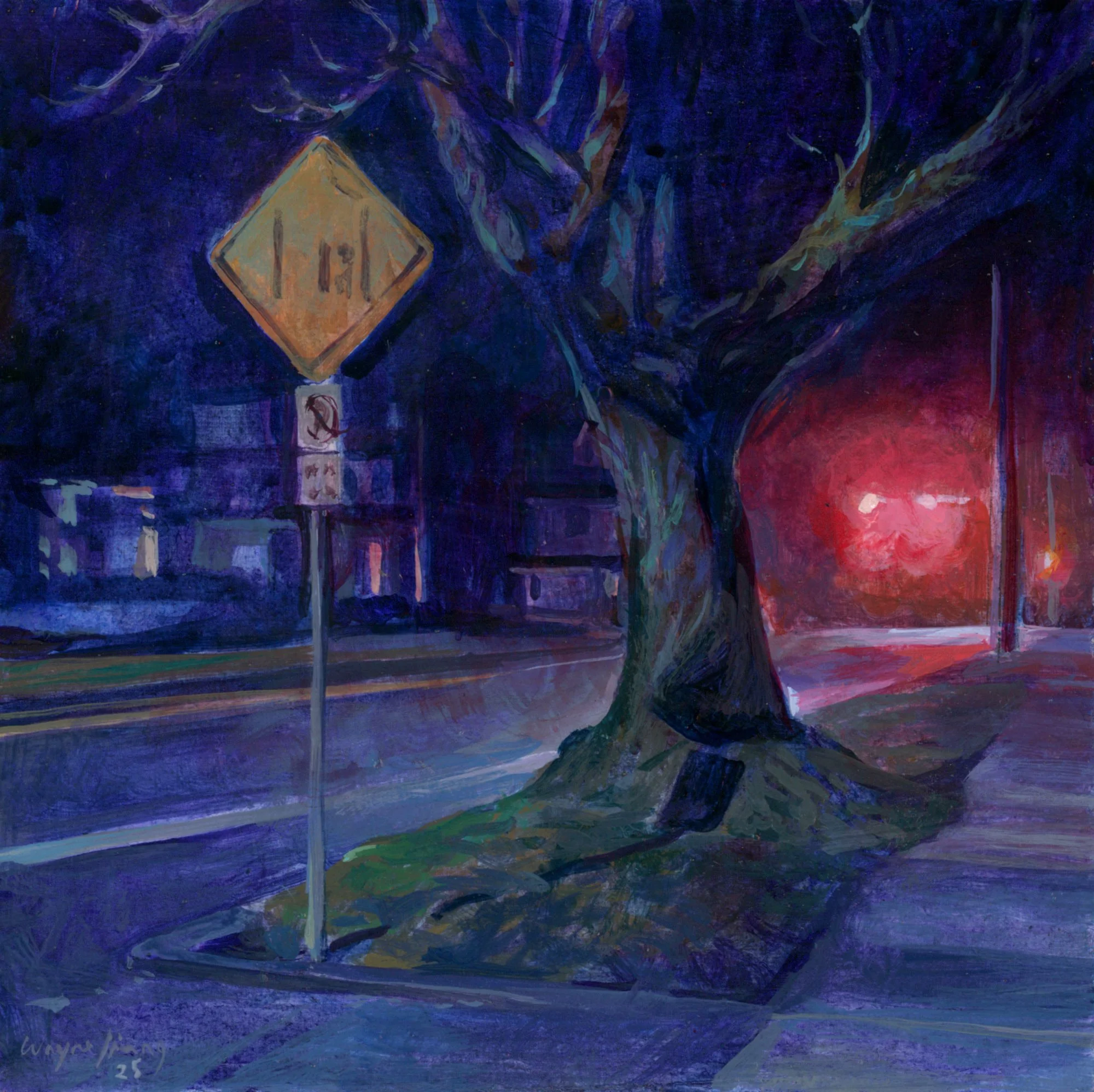 Night Street Sign by Wayne Jiang