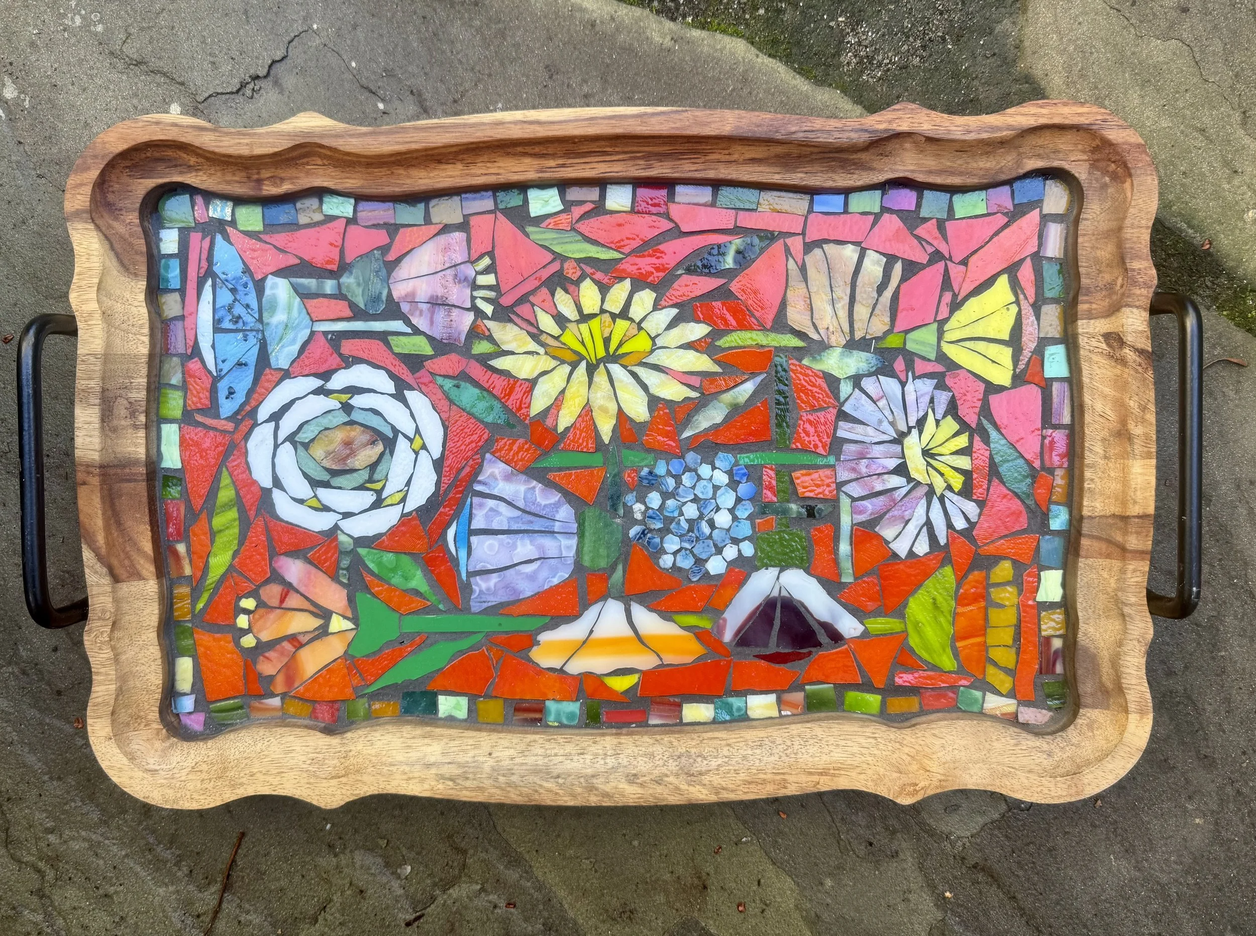 Flowers on Red Tray by Judy Rosenfield