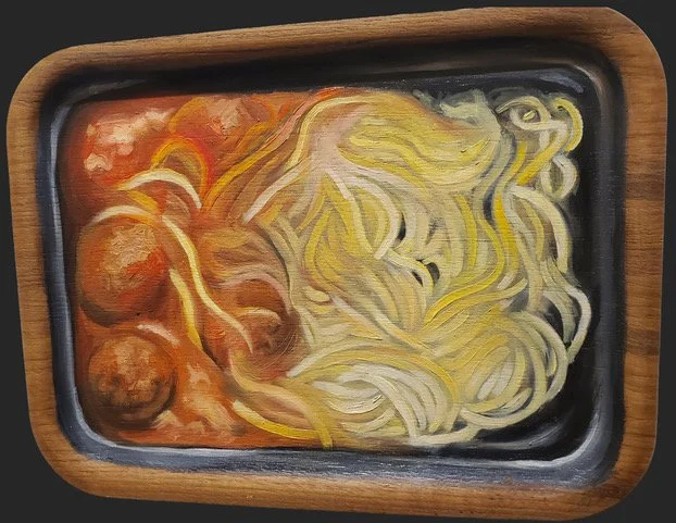 Spaghetti and Meatballs Dinner Tray by Barbara Pollak-Lewis