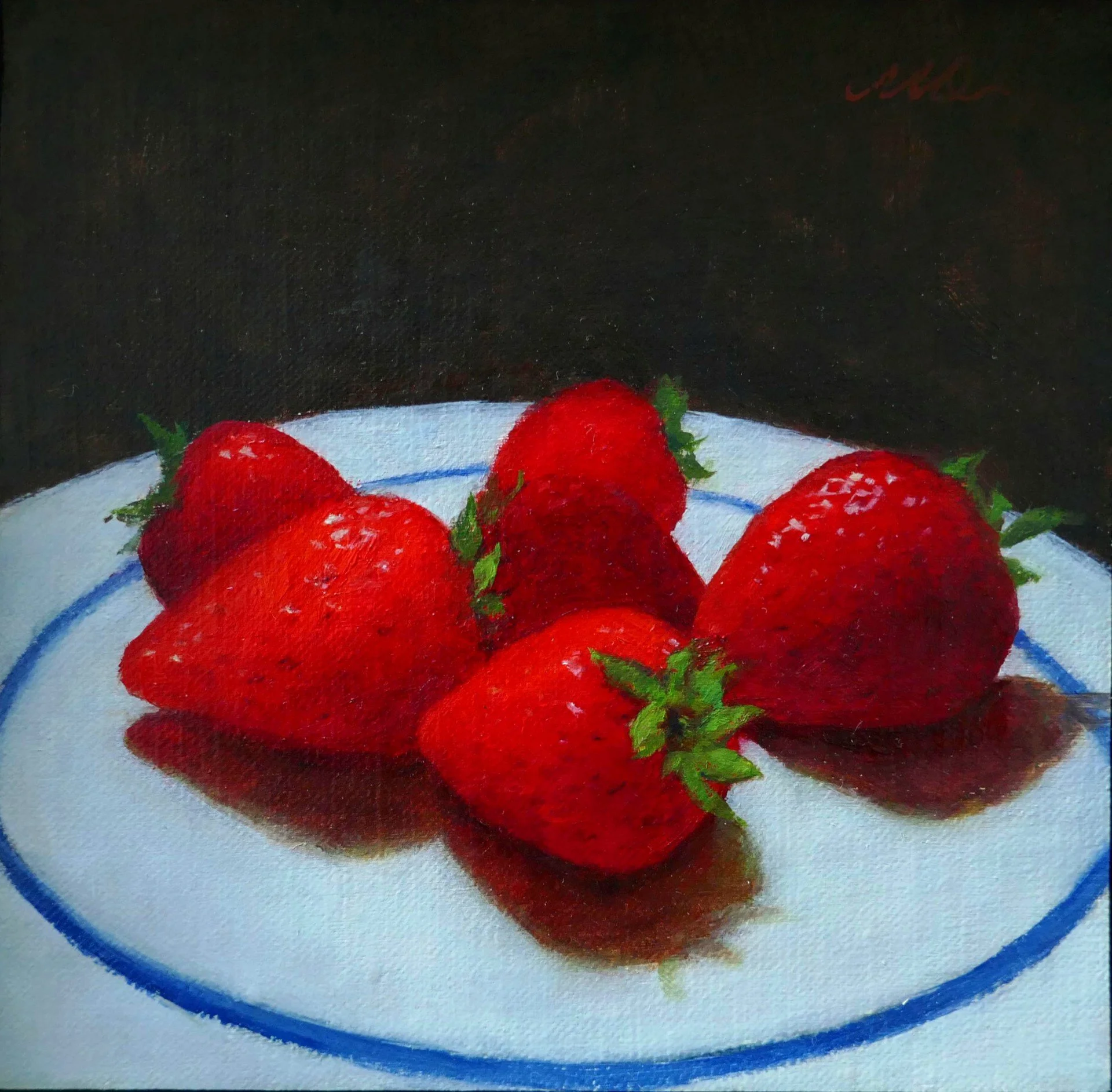 Strawberries and White Plate by Qing Miao