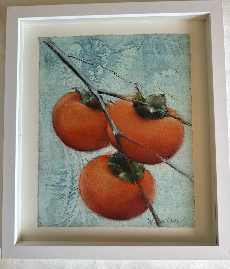 Mini Persimmons on Light Blue by Sylvia Gonzalez