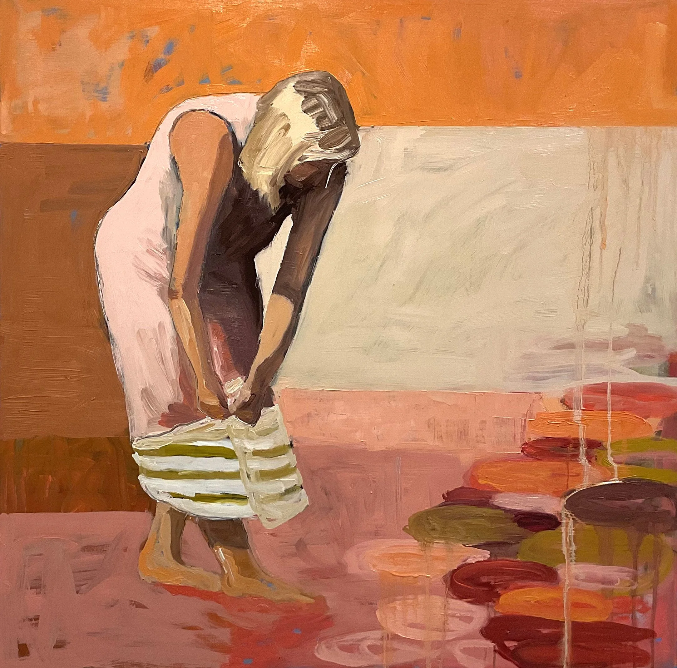 Figure with Striped Towel by Julia Foug