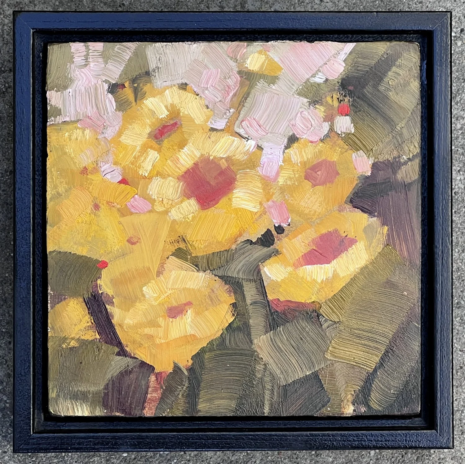 KWhite-Sunflowers & Peach Sky FRAMED,6x6.jpg