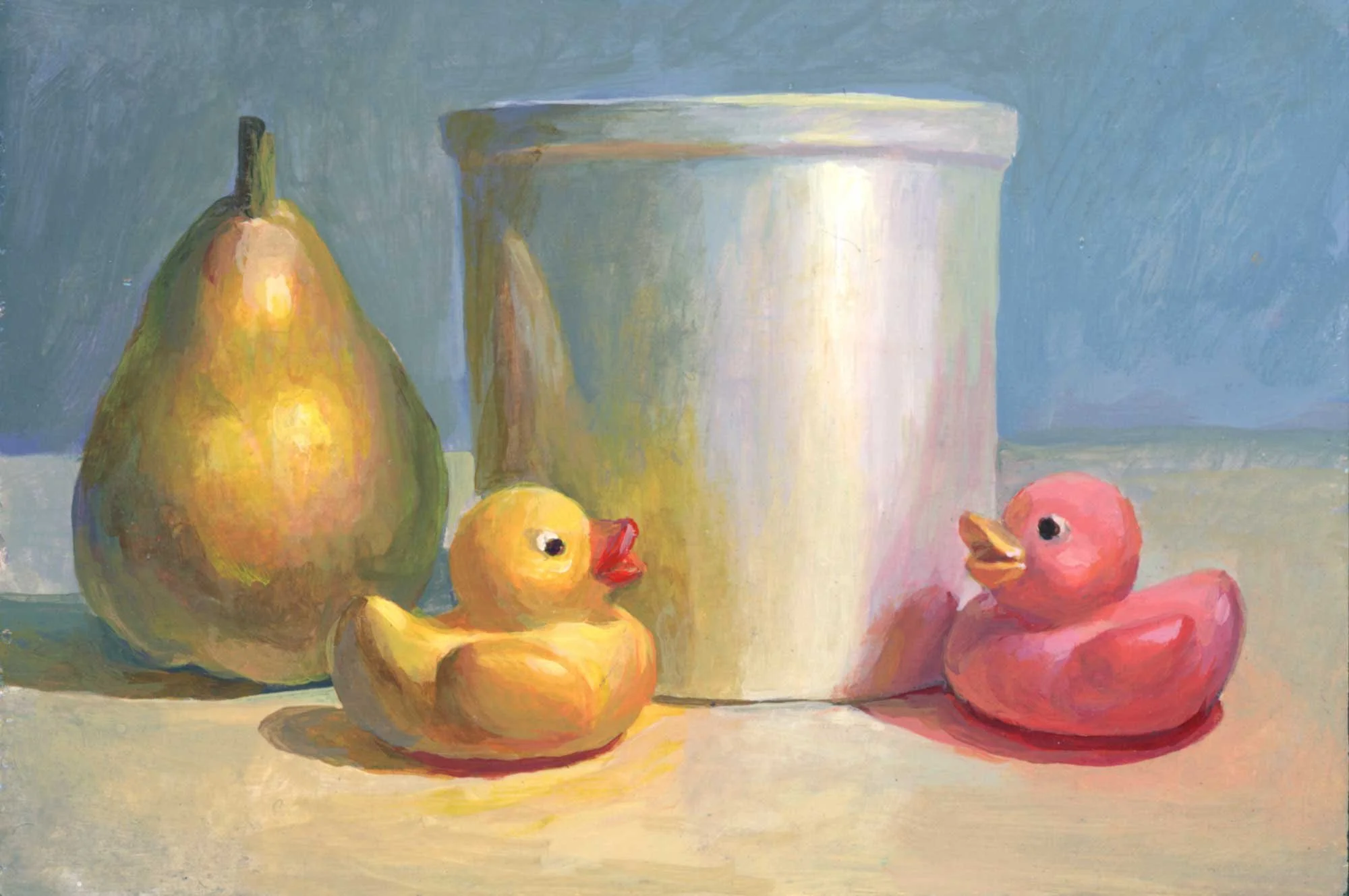 WJiang-2215-pear-rubber-duckies-and-white-jar.jpg
