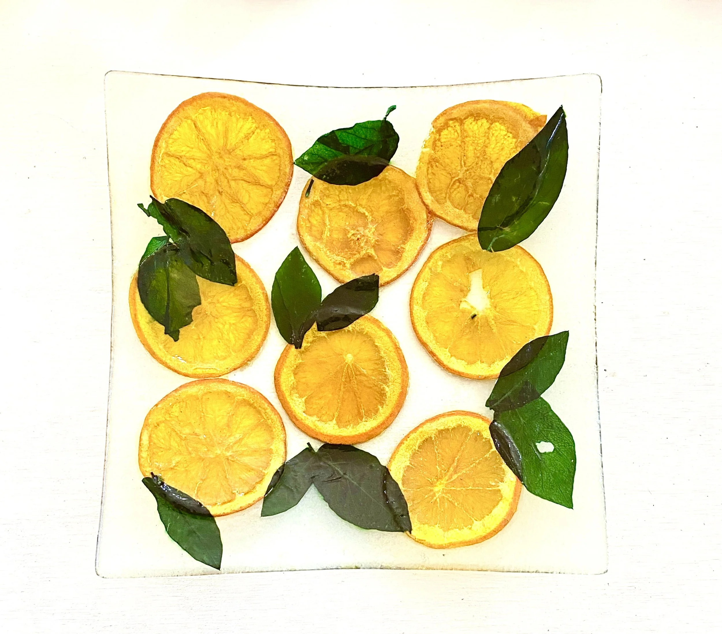 MDorfman Oranges in Glass. Square plate.JPG