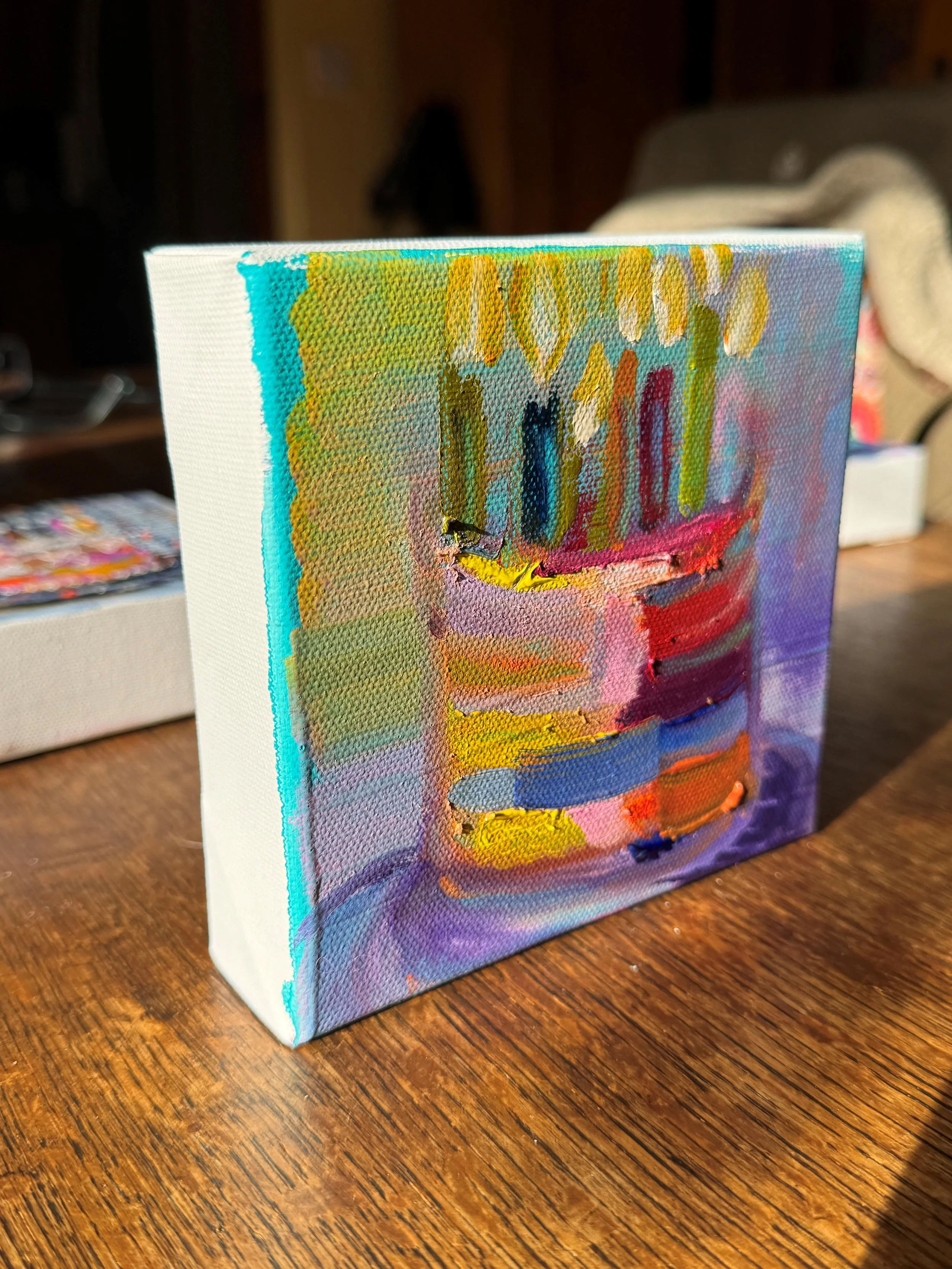 SWarhaftig-Celebrate (side), oil, 5x5, $180.JPG