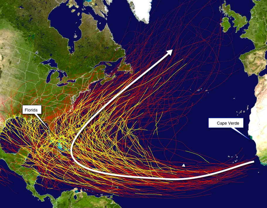 Hurricane Tracks in the Atlantic basin (Chapter 30)