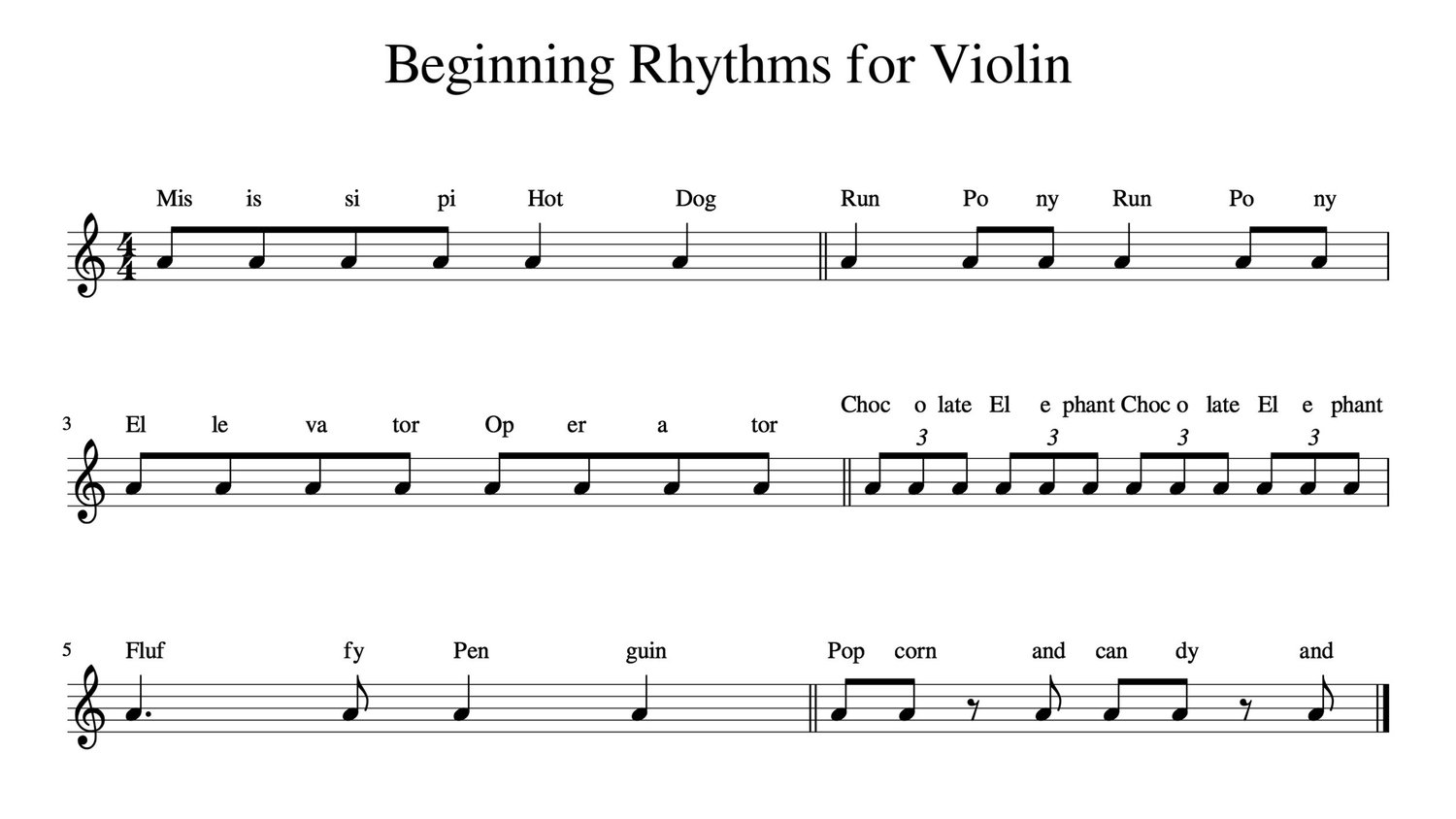 Beginning Rhythms for the Violin (With Sheet Music) — Meadowlark Violin