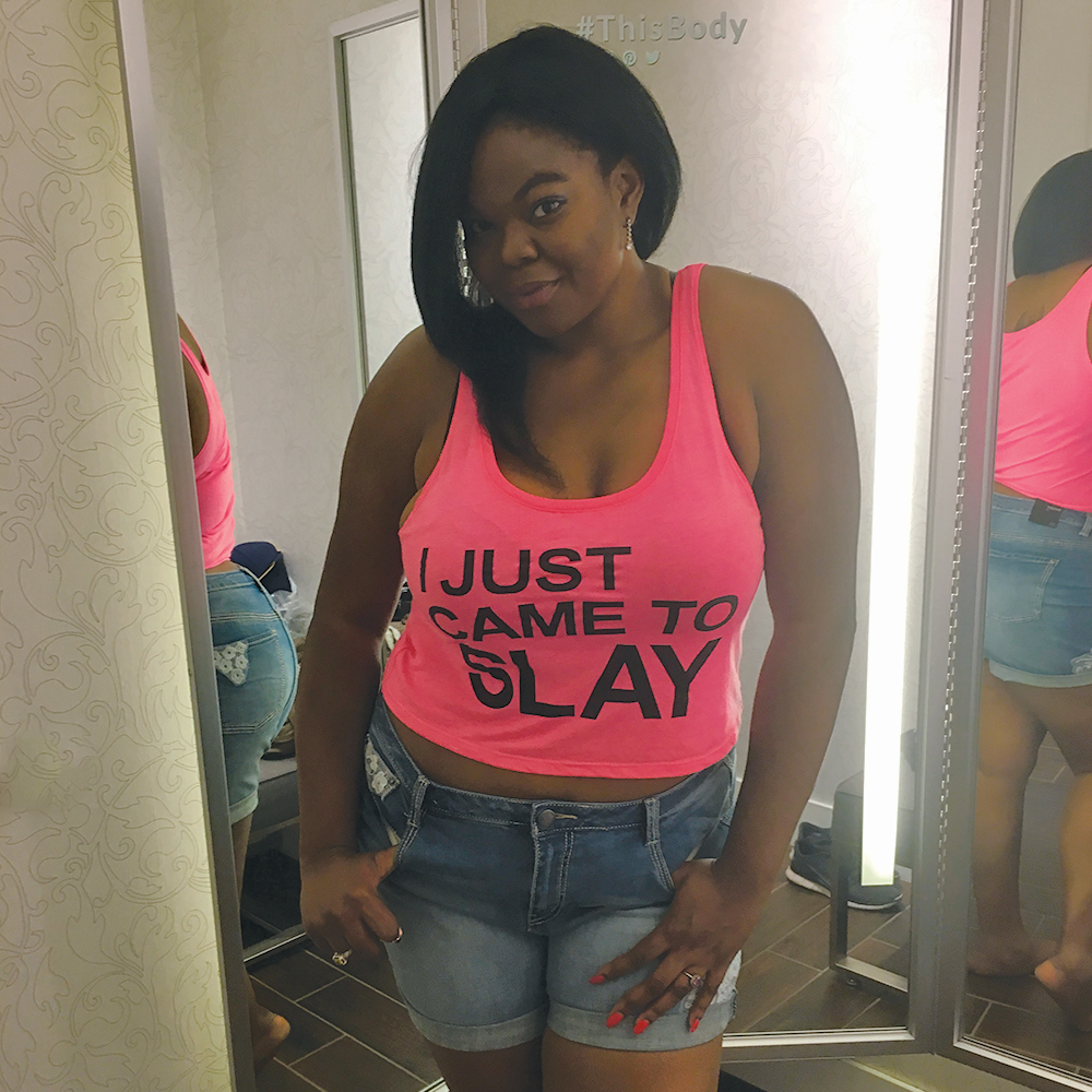 Top: Our "I Just Came To Slay" tank Shorts: Lane Bryant