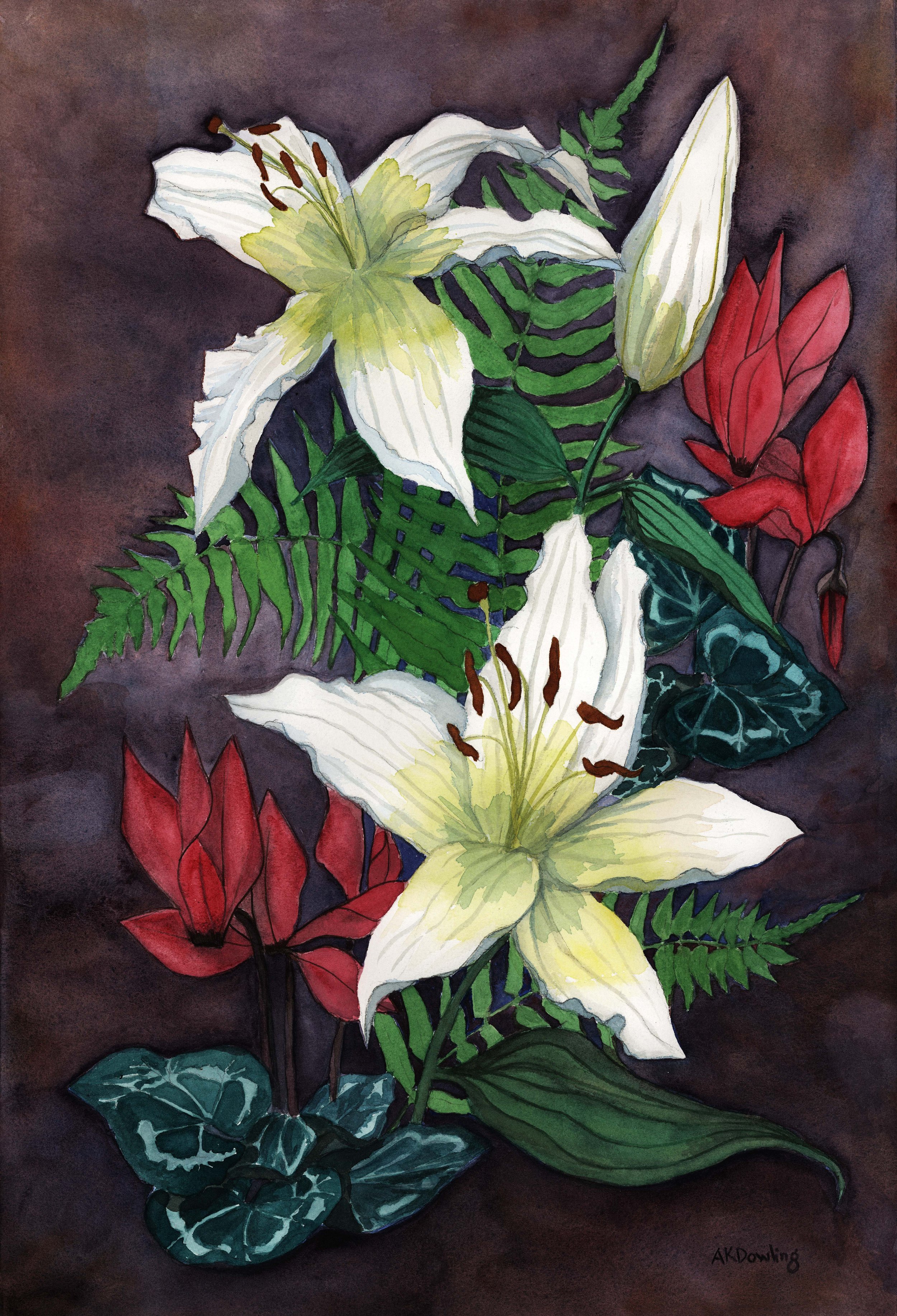 AKD_White Lilies, Cyclamen, Ferns_15x22.jpg