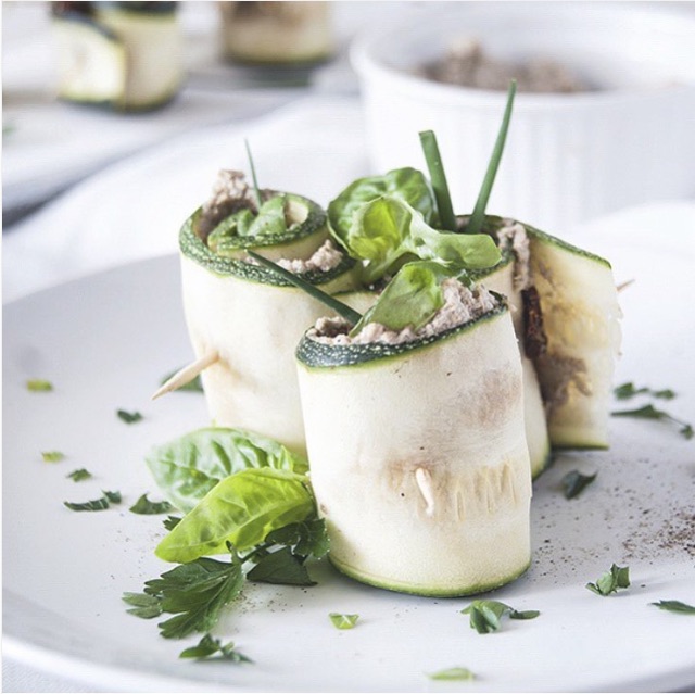 Zucchini Rolls with Sunflower Seed Cheese filling