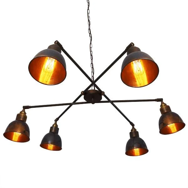 We're a bit smitten with this 6 light contemporary chandelier, which comes in polished or antique brass & satin or antique silver. It retails for £392.