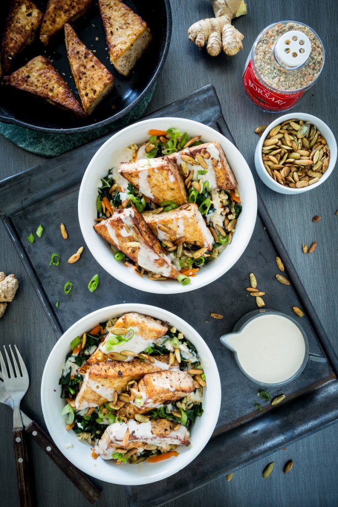 Orange Ginger Pan Fried Tofu Bowl