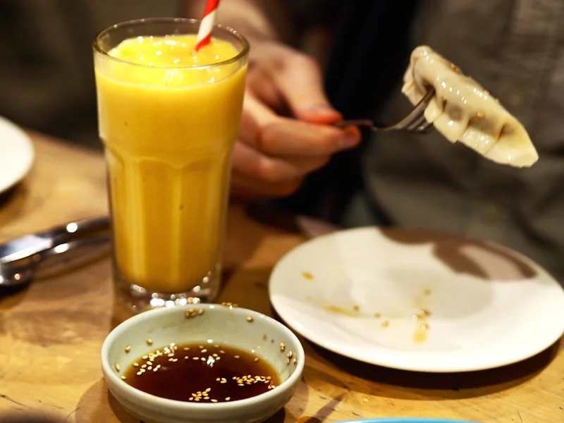 Mango Lassi with almond milk. 