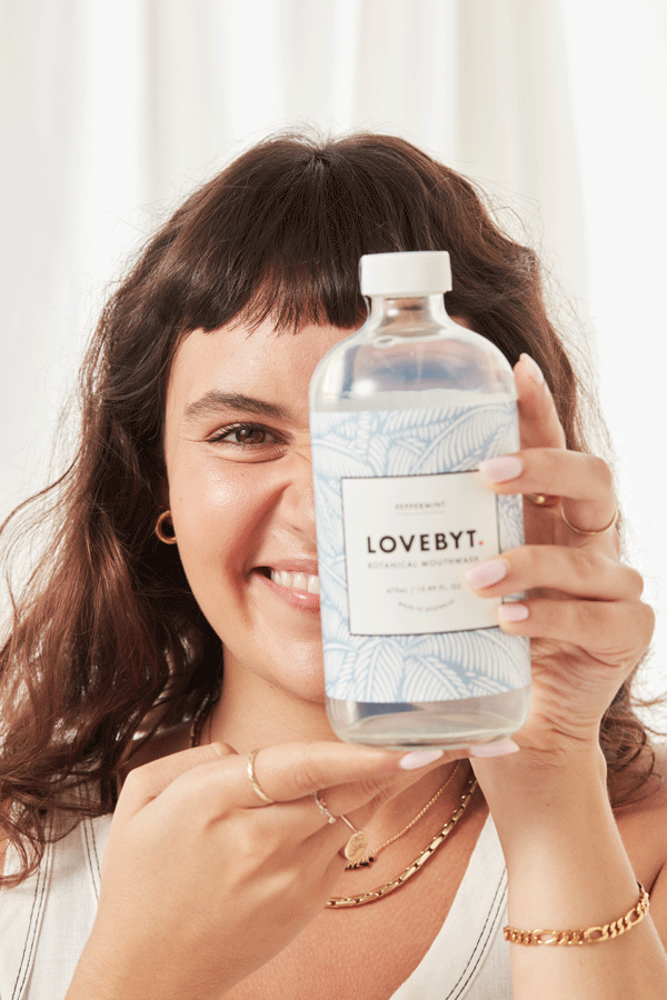 LoveByt Mouthwash in glass packaging 