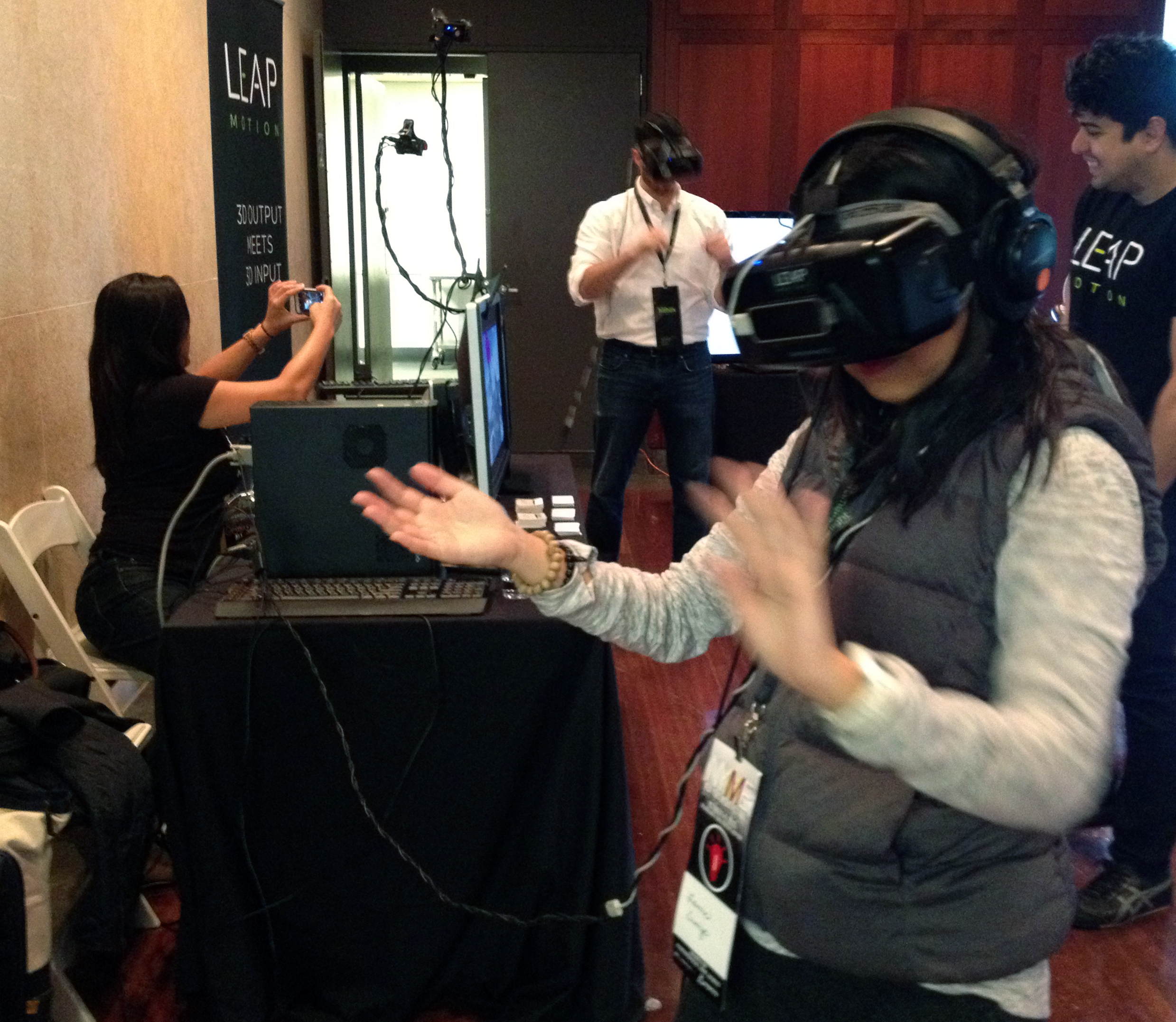 Laurie Sumiye gives Leap Motion a go. NYME Conference NY, NY 2015