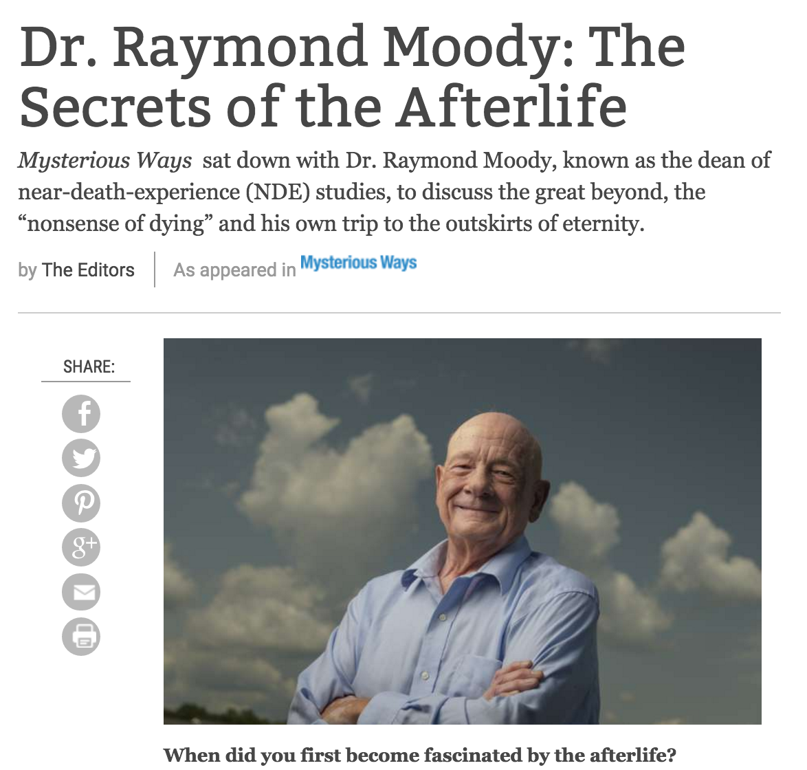 Q&A: Dr. Raymond Moody