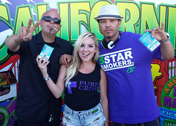 Gil from WeedMaps (left), Audrey from Purple Cross ( center) and Baby Bash (Right)