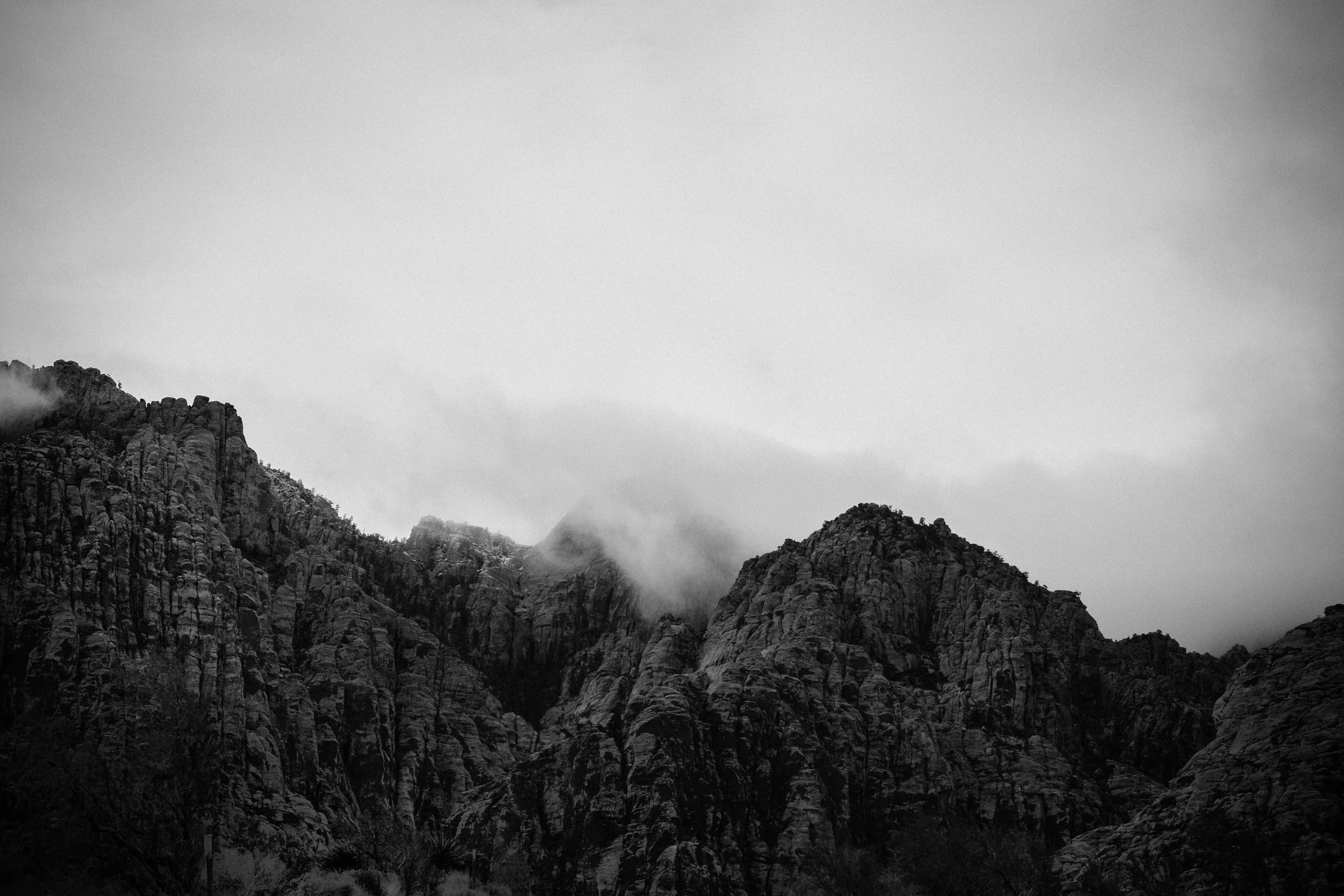black and white photo Red Rock Canyon mountains