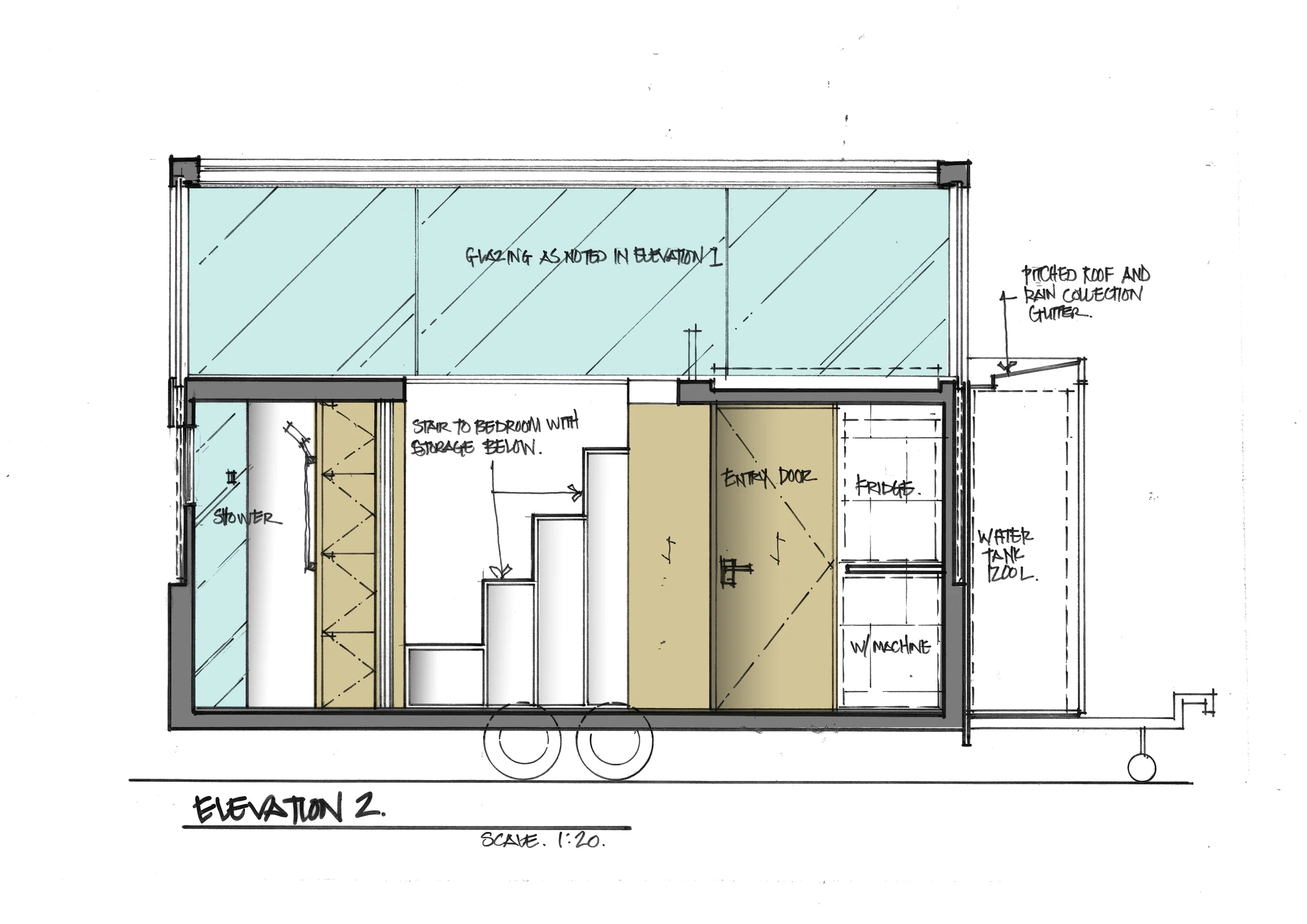 SKETCH ELEVATION OF STORAGE STAIRCASE