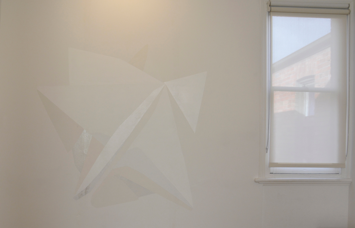 Untitled (Depth is as good as range). 2014. Oil, acrylic, gesso, gouache, enamel and sanded back sections on wall. Dimensions variable.