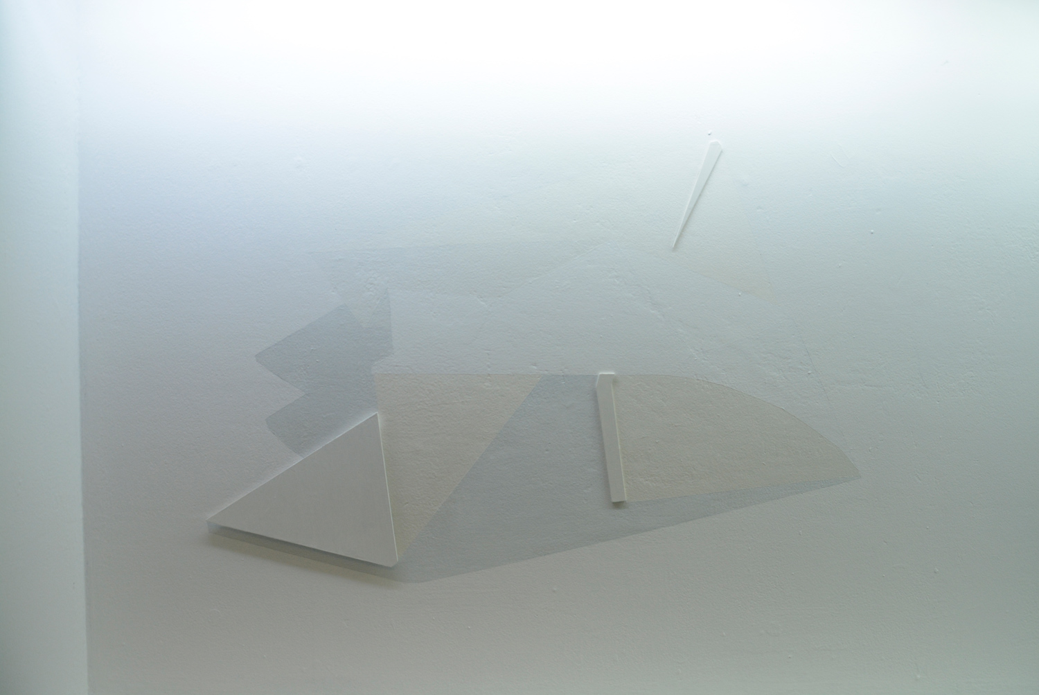 Surface event #1. 2014. Oil, acrylic, gesso, gouache and painted timber panels on wall. Dimensions variable