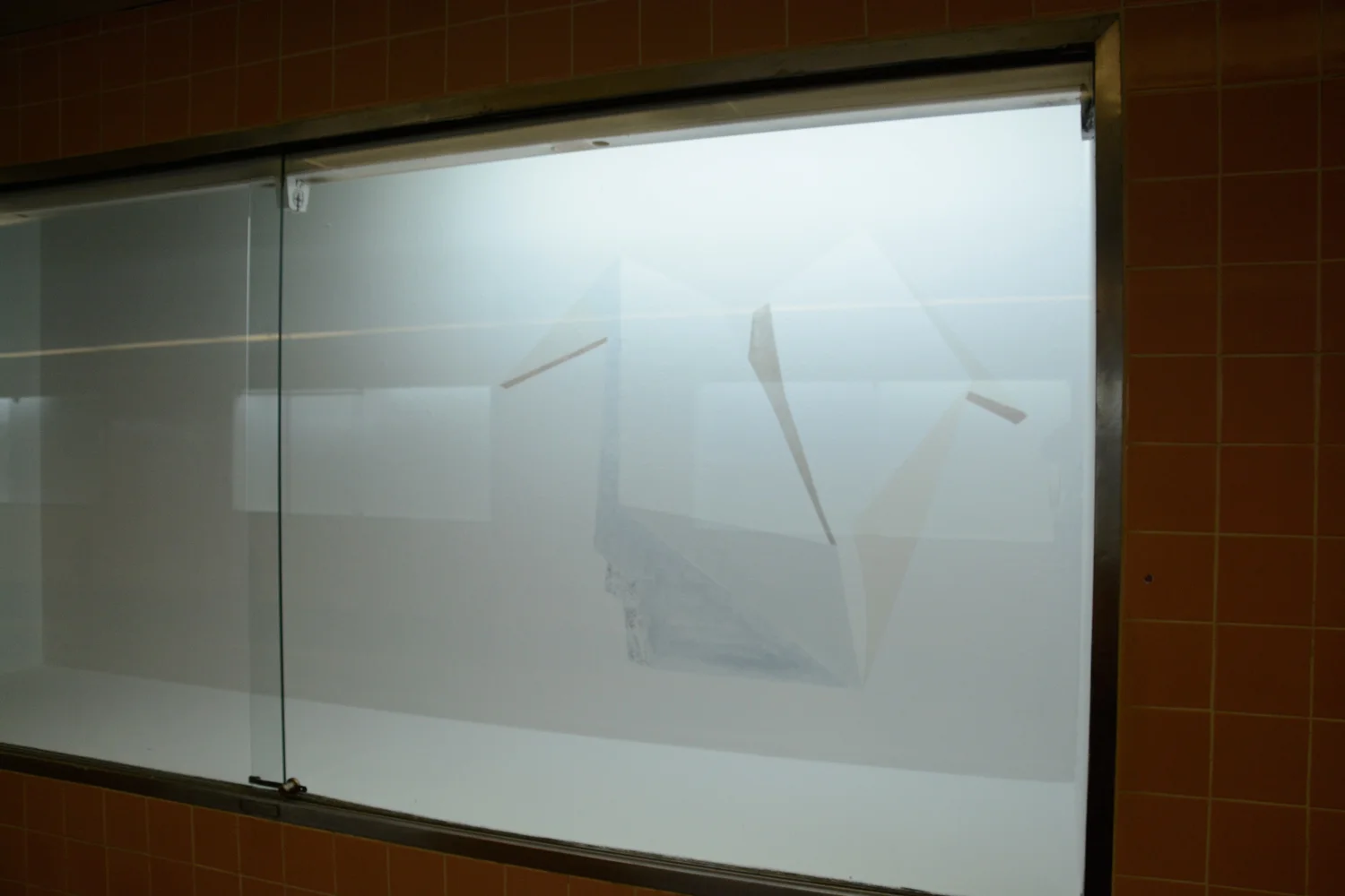 Surface event #4. 2014. Oil, acrylic, gesso and sanded back section on wall. Dimensions variable.