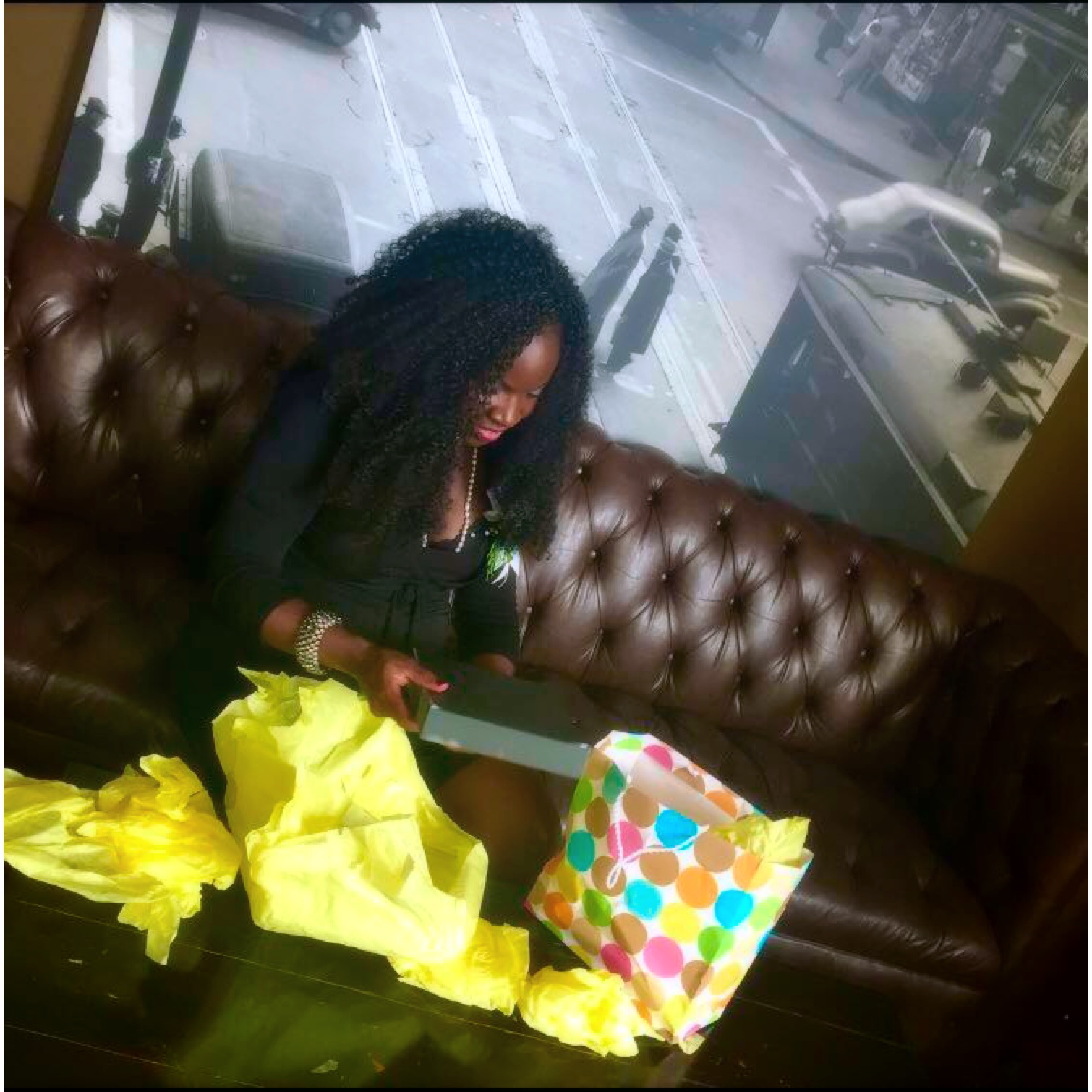 Opening a special gift from my mommy (aka "Granny)!