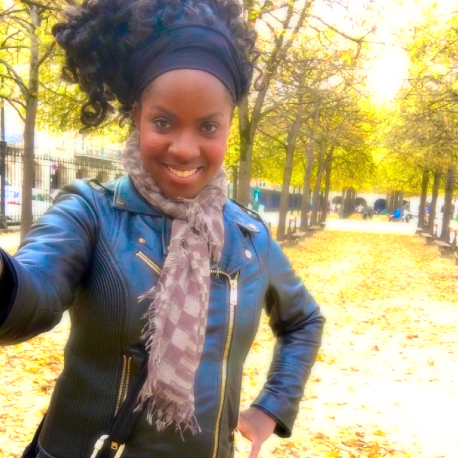 Fall leaves at a park in Paris. Place des Vosges.