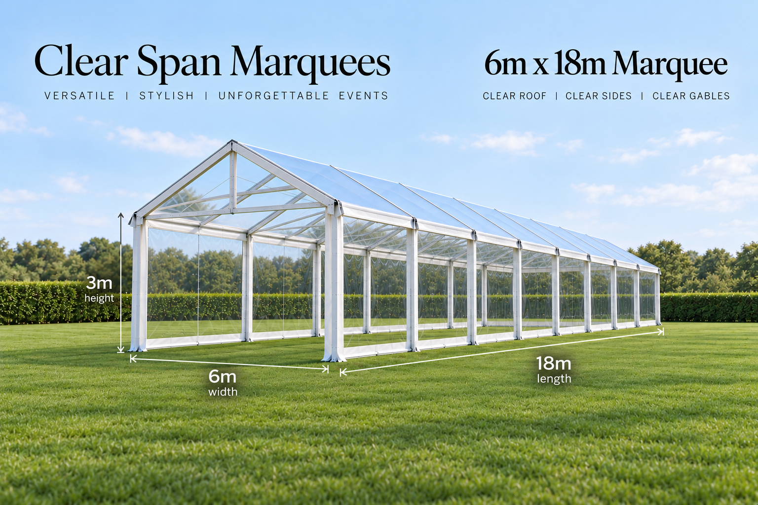 6m x 18m Clear Span Marquee