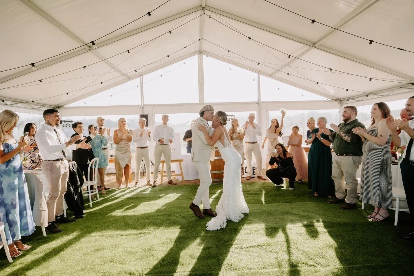 Get ready to dance the night away.⁠
⁠
Emma + Dan 💍⁠
📅 Date: 24.02.24⁠
📍 Location: Private property, Kilmore⁠
⁠
Pictured here is our 10 by 12 Clear Span Marquee, showcasing a mix of white and clear roof panels. It's the perfect choice for those sun