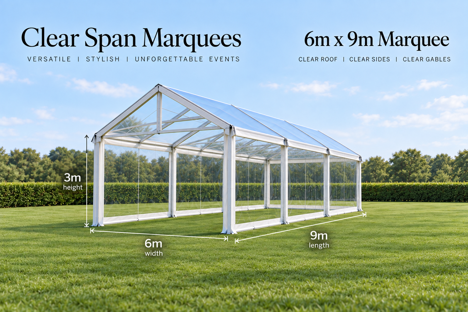 6m x 9m Clear Span Marquee