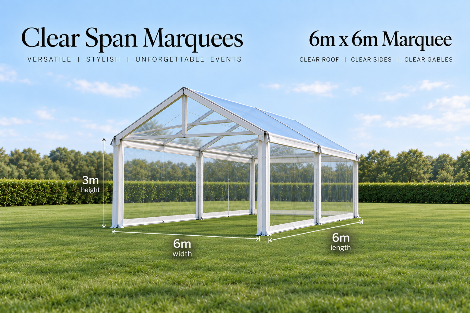6m x 6m Clear Span Marquee