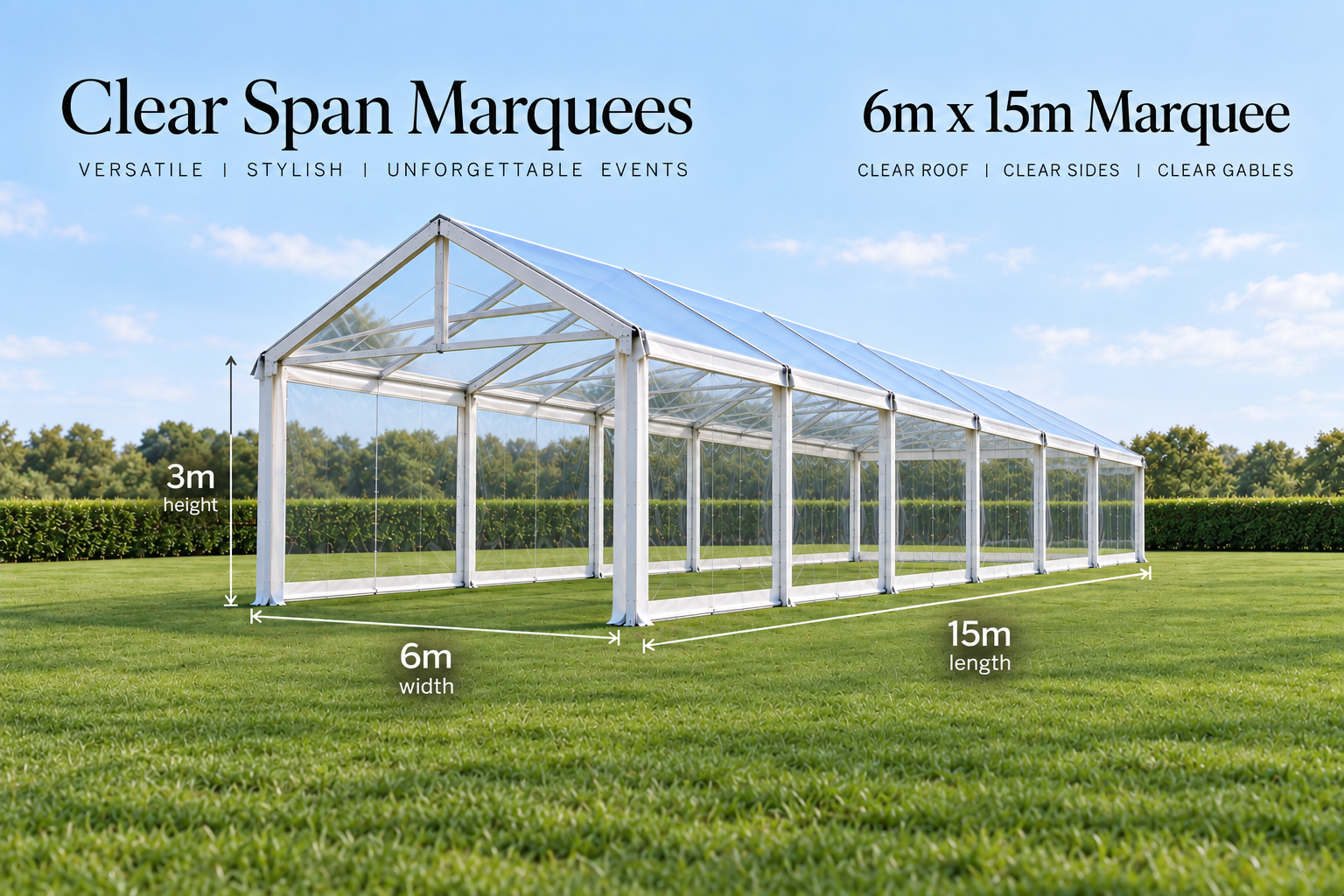 6m x 15m Clear Span Marquee