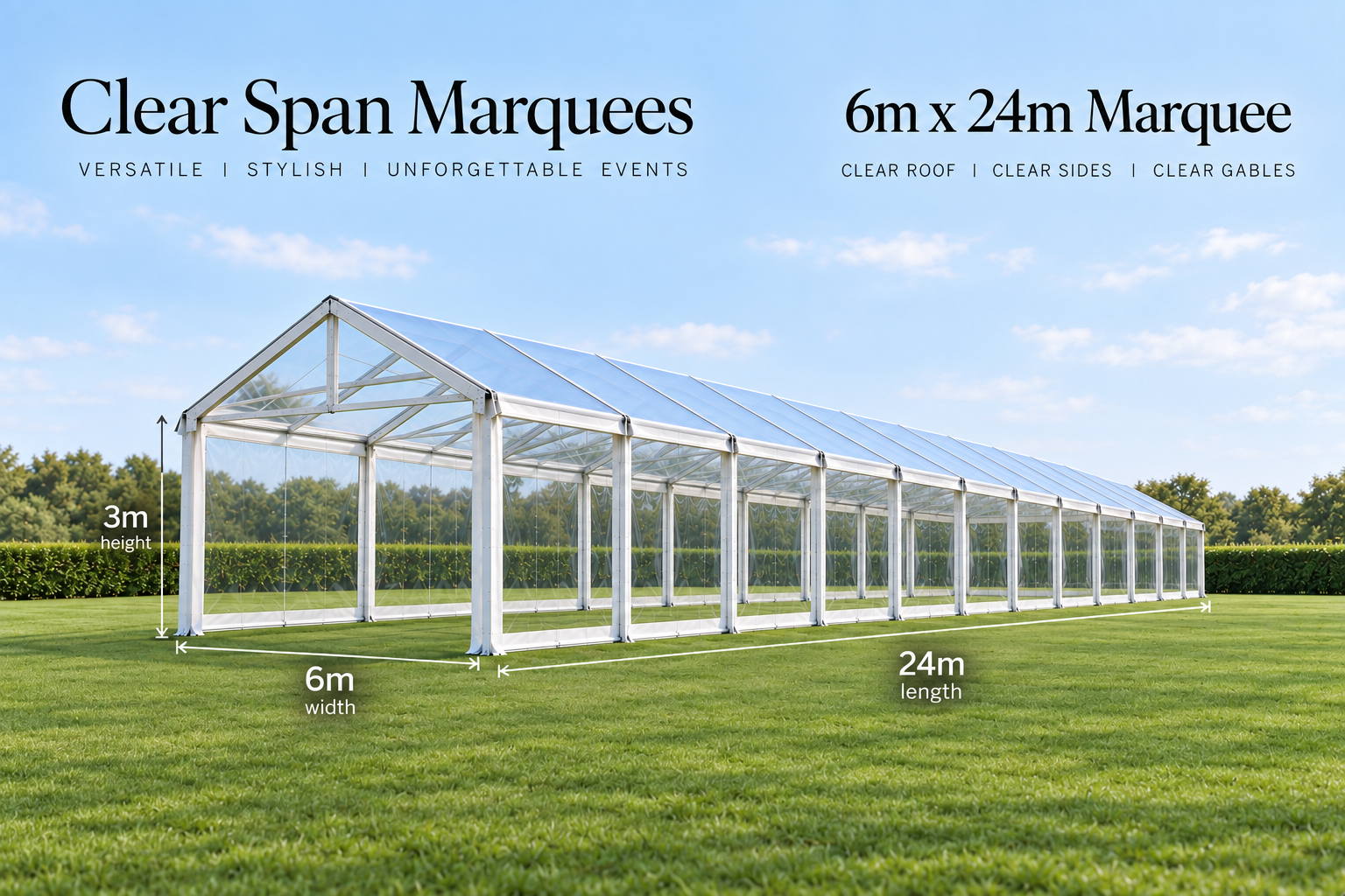 6m x 24m Clear Span Marquee