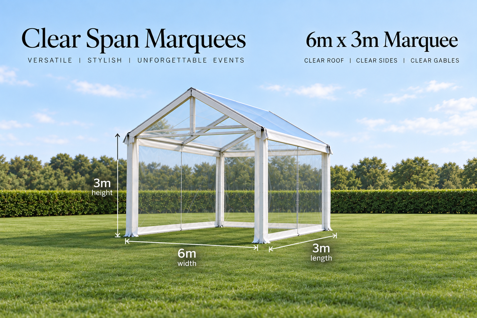6m x 3m Clear Span Marquee