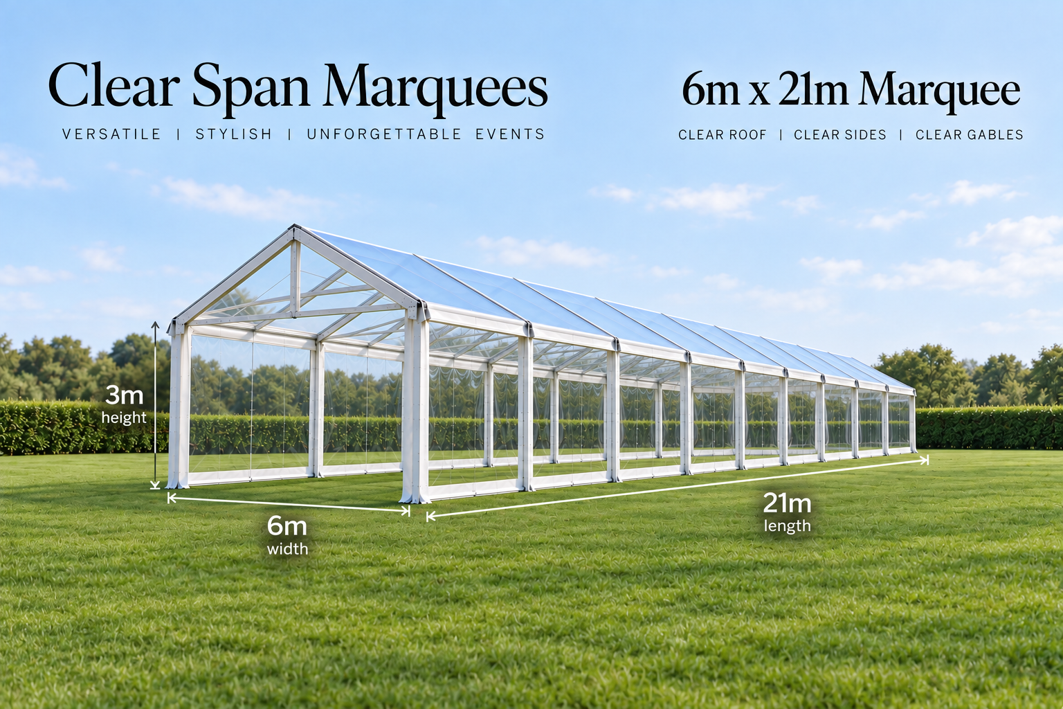 6m x 21m Clear Span Marquee